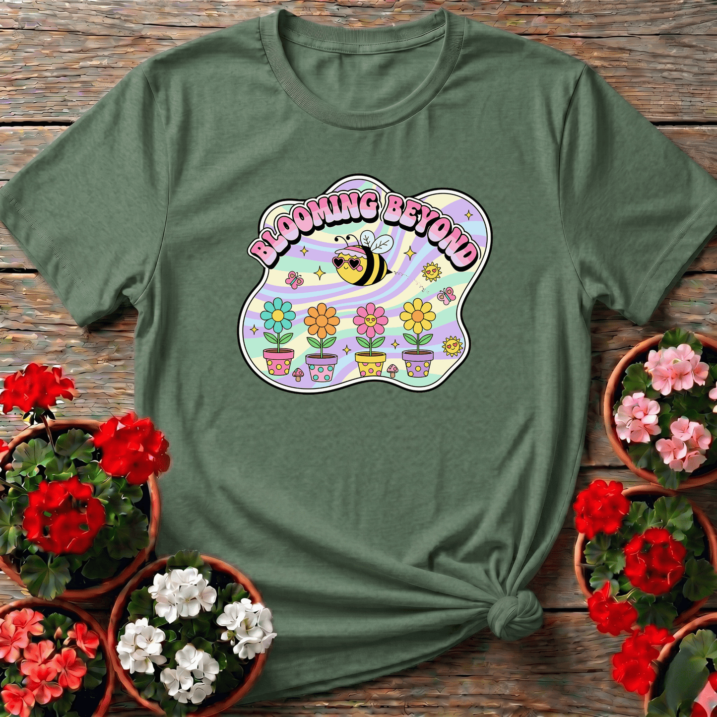 Blooming Beyond Cute Bee Retro Y2K Gardener Tee - GardeningTshirts