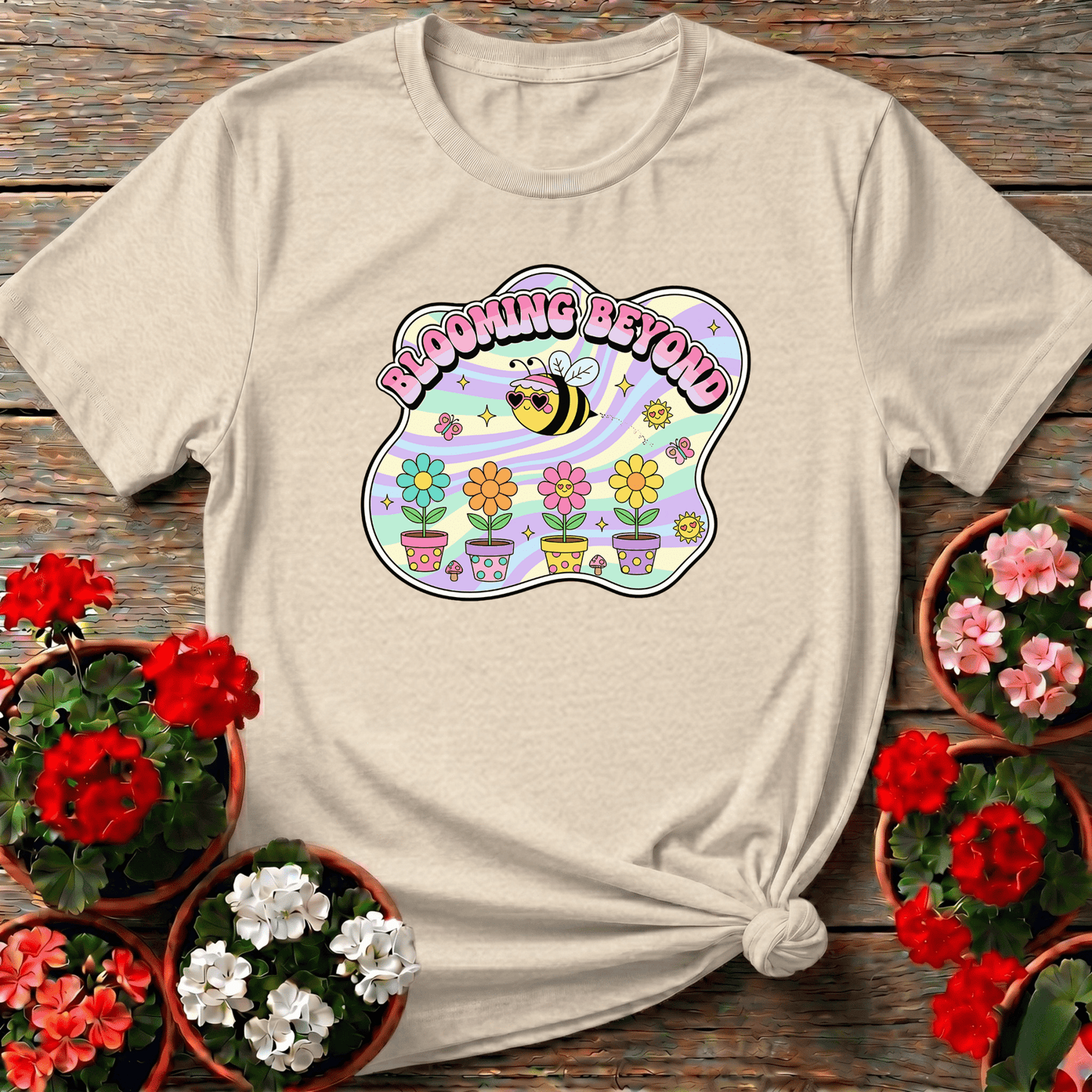 Blooming Beyond Cute Bee Retro Y2K Gardener Tee - GardeningTshirts