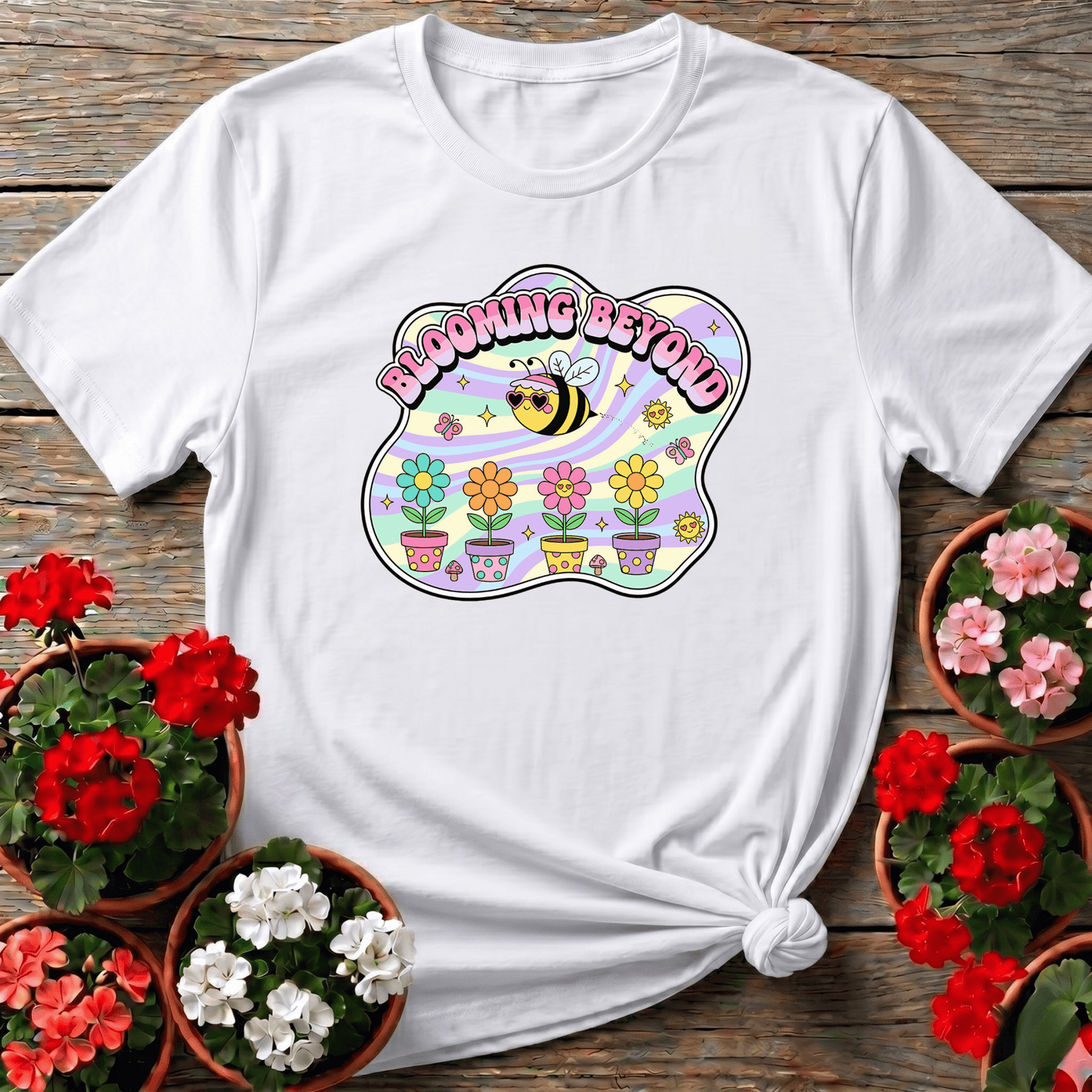 Blooming Beyond Cute Bee Retro Y2K Gardener Tee - GardeningTshirts