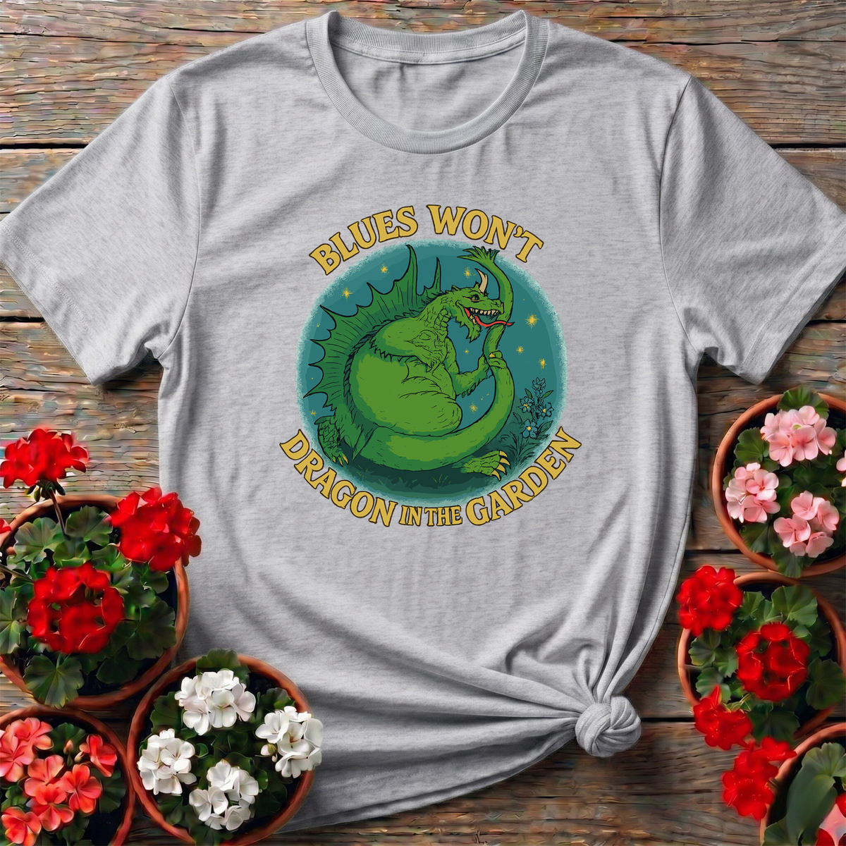 Blues Won't Dragon In The Garden Funny Mythical Tee - GardeningTshirts