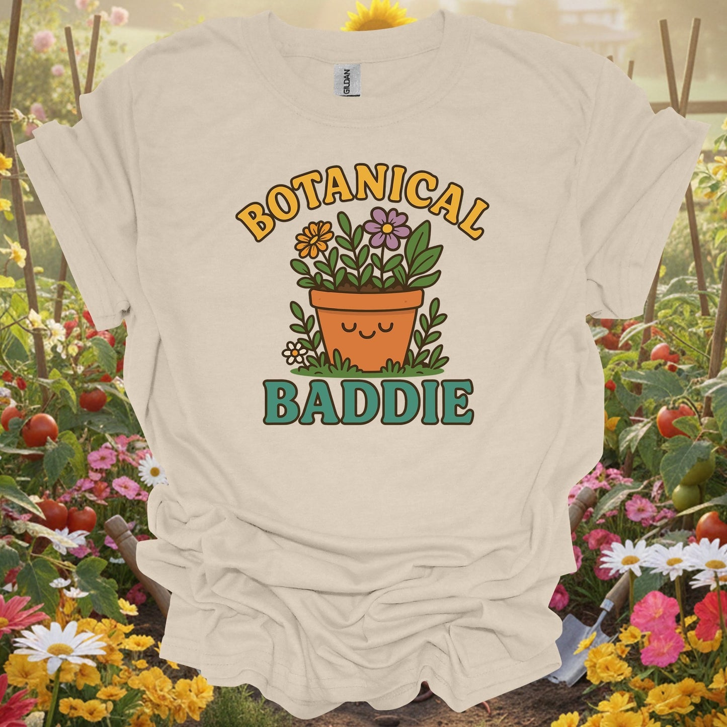 Natural botanical baddie bold gardener gardening shirt for sassy gardeners, bold personalities, modern plant lovers, trend...