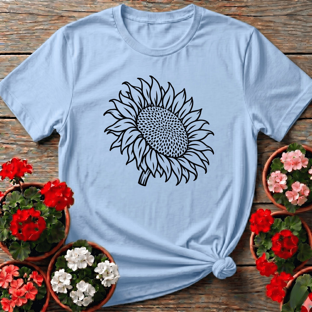Botanical Sketch Sunflower Gardening Tee for Plant Lovers - GardeningTshirts