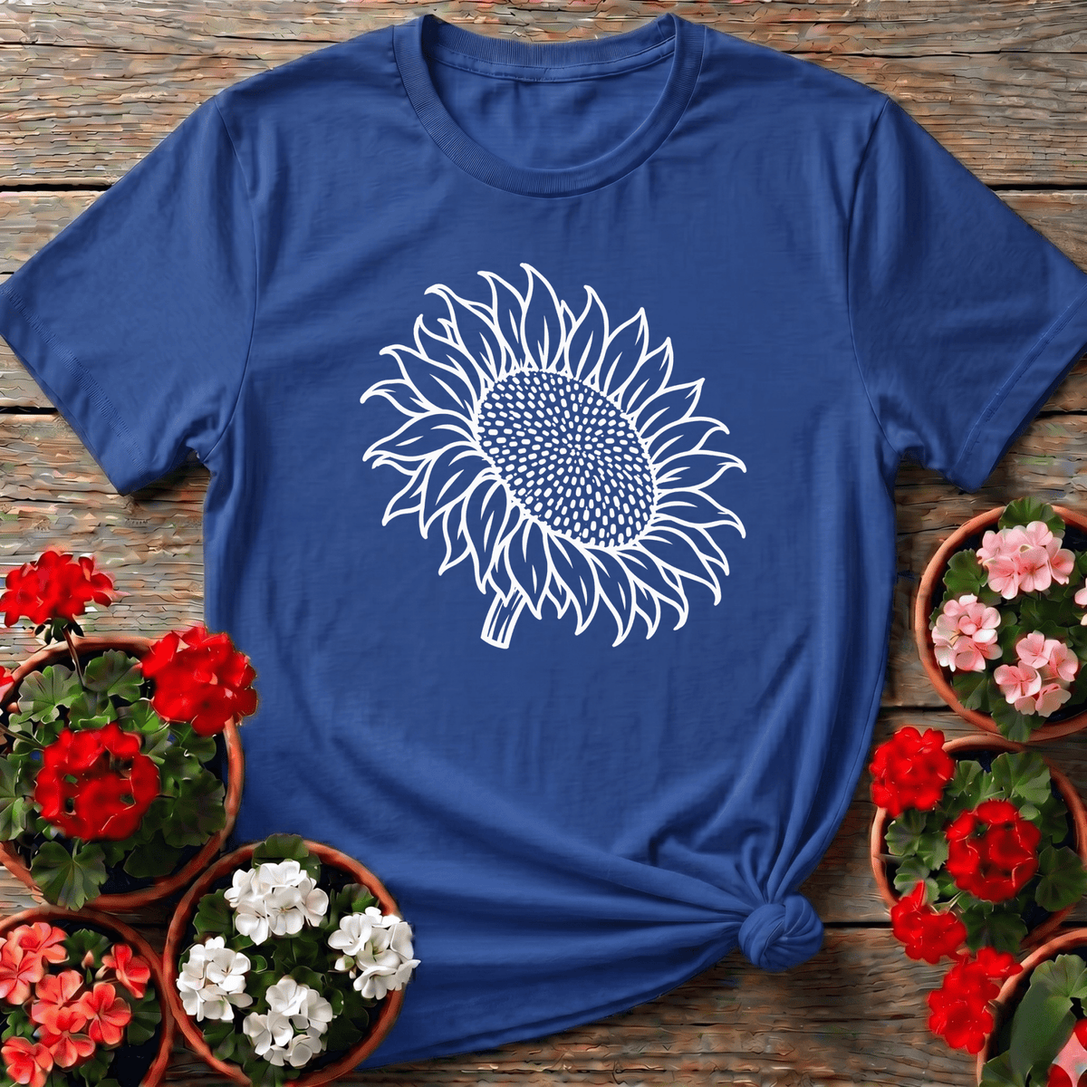 Botanical Sketch Sunflower Gardening Tee for Plant Lovers - GardeningTshirts