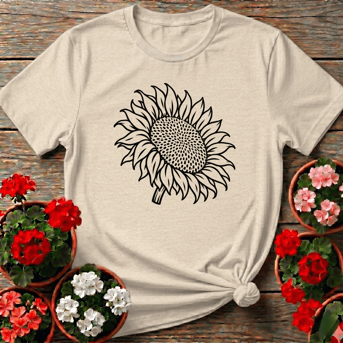 Botanical Sketch Sunflower Gardening Tee for Plant Lovers - GardeningTshirts