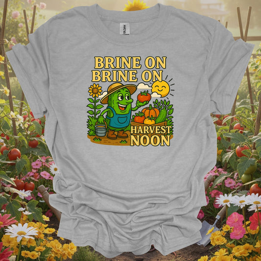 Sport Grey tshirt showing funny pickle with brine on harvest moon pun for pickle lovers
