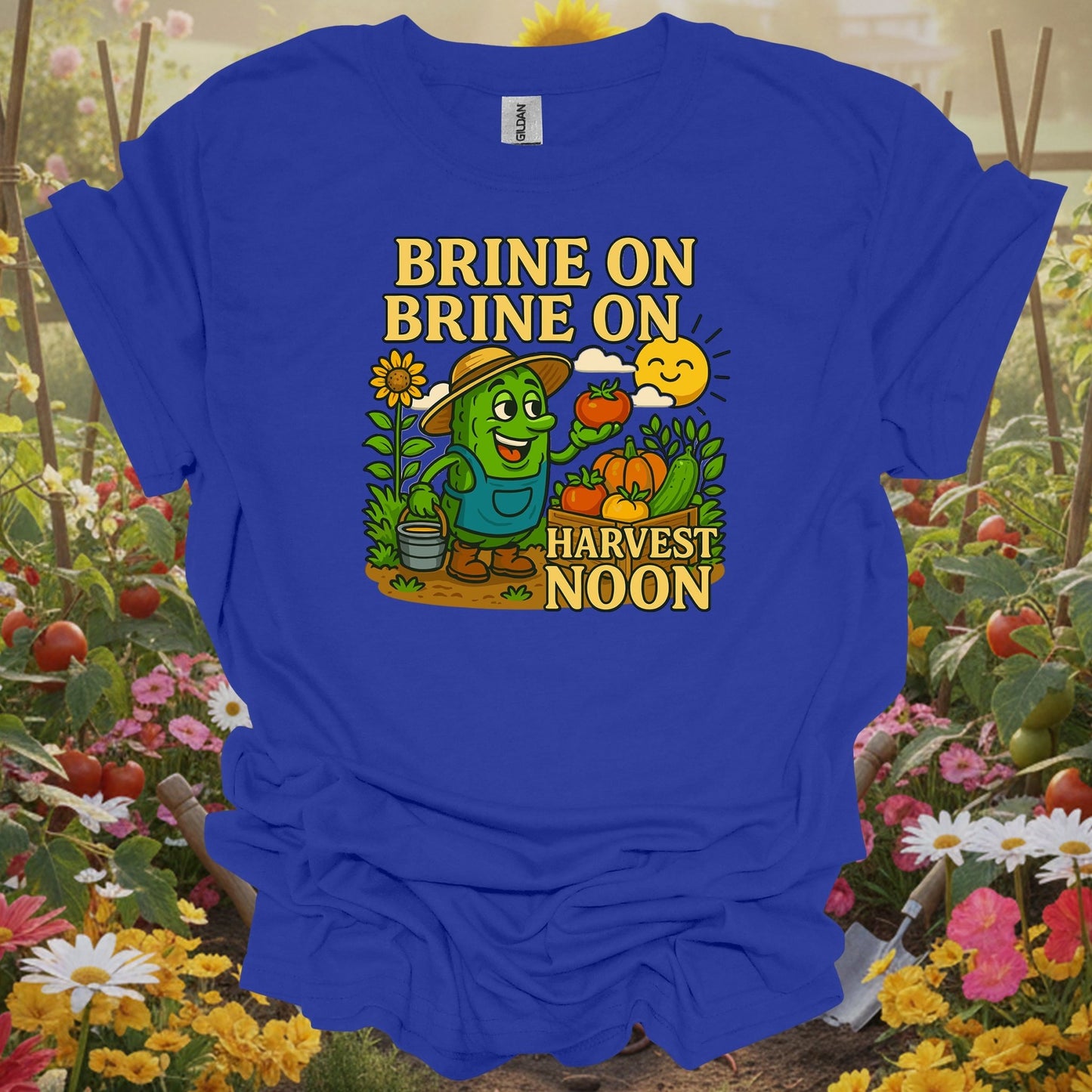 Royal tshirt showing funny pickle with brine on harvest moon pun for people who appreciate wordplay