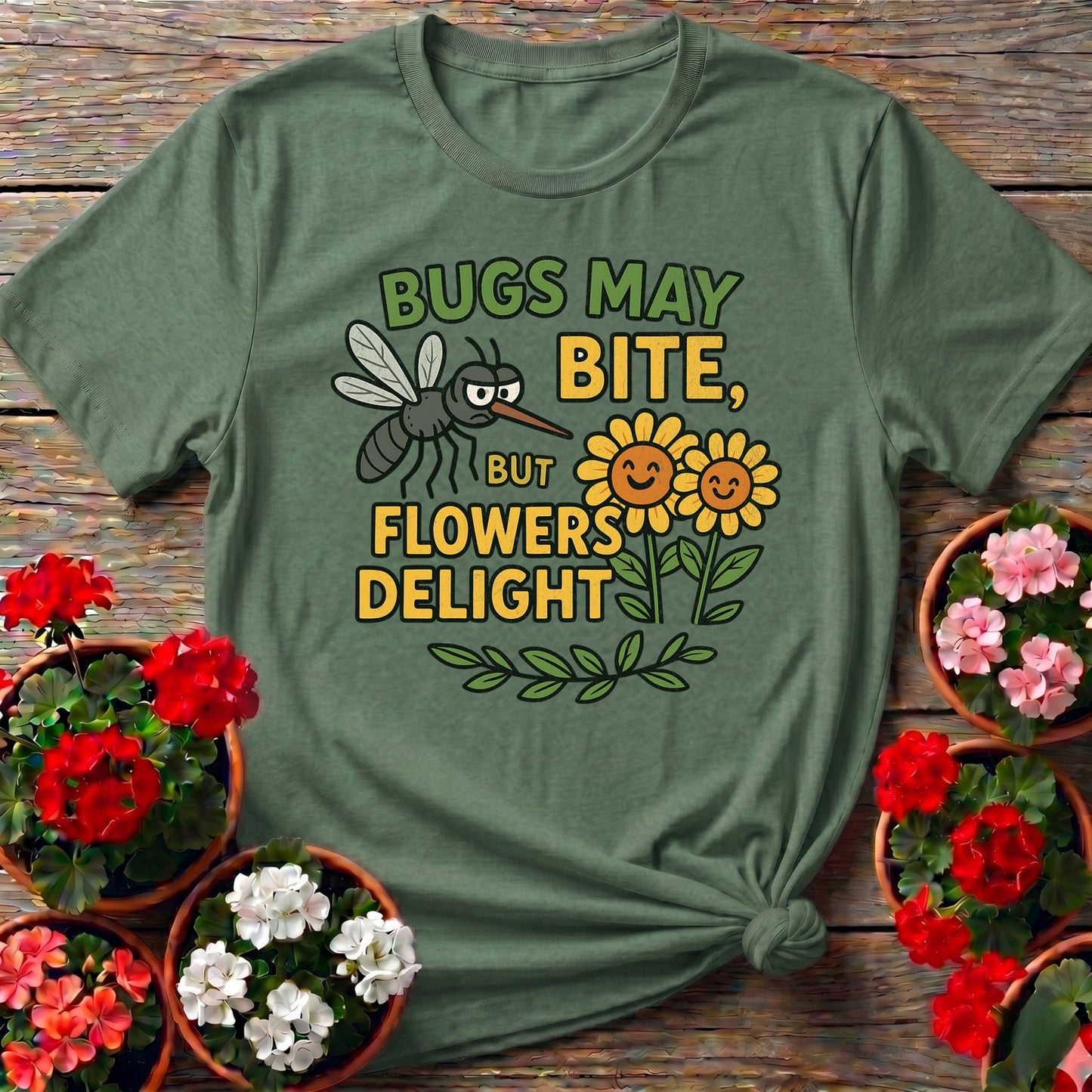Bugs May Bite But Flowers Delight Tee - GardeningTshirts