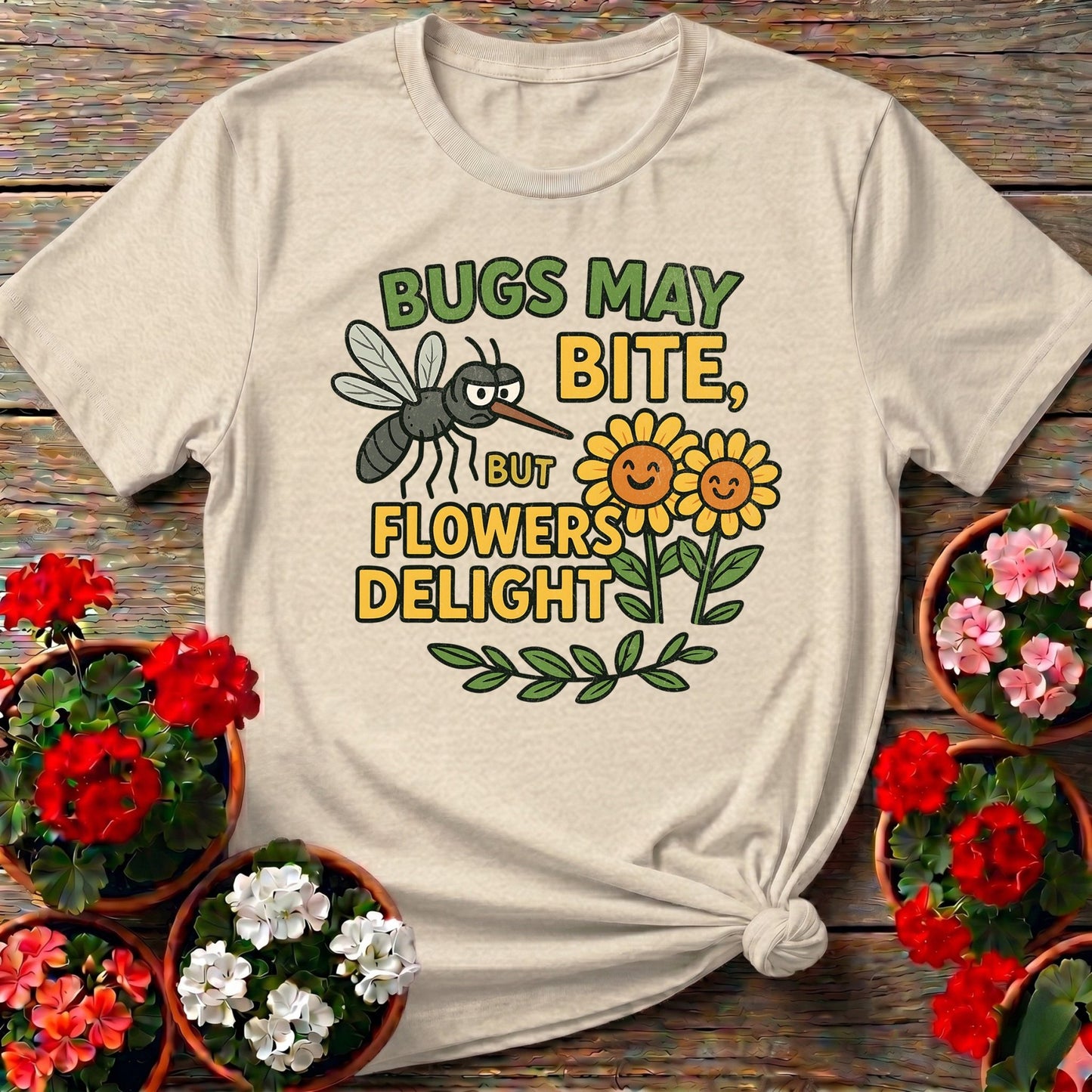 Bugs May Bite But Flowers Delight Tee - GardeningTshirts