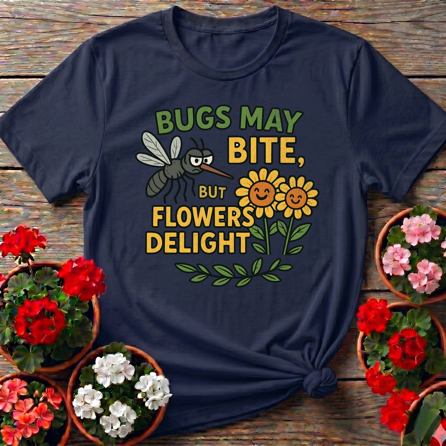 Bugs May Bite But Flowers Delight Tee - GardeningTshirts