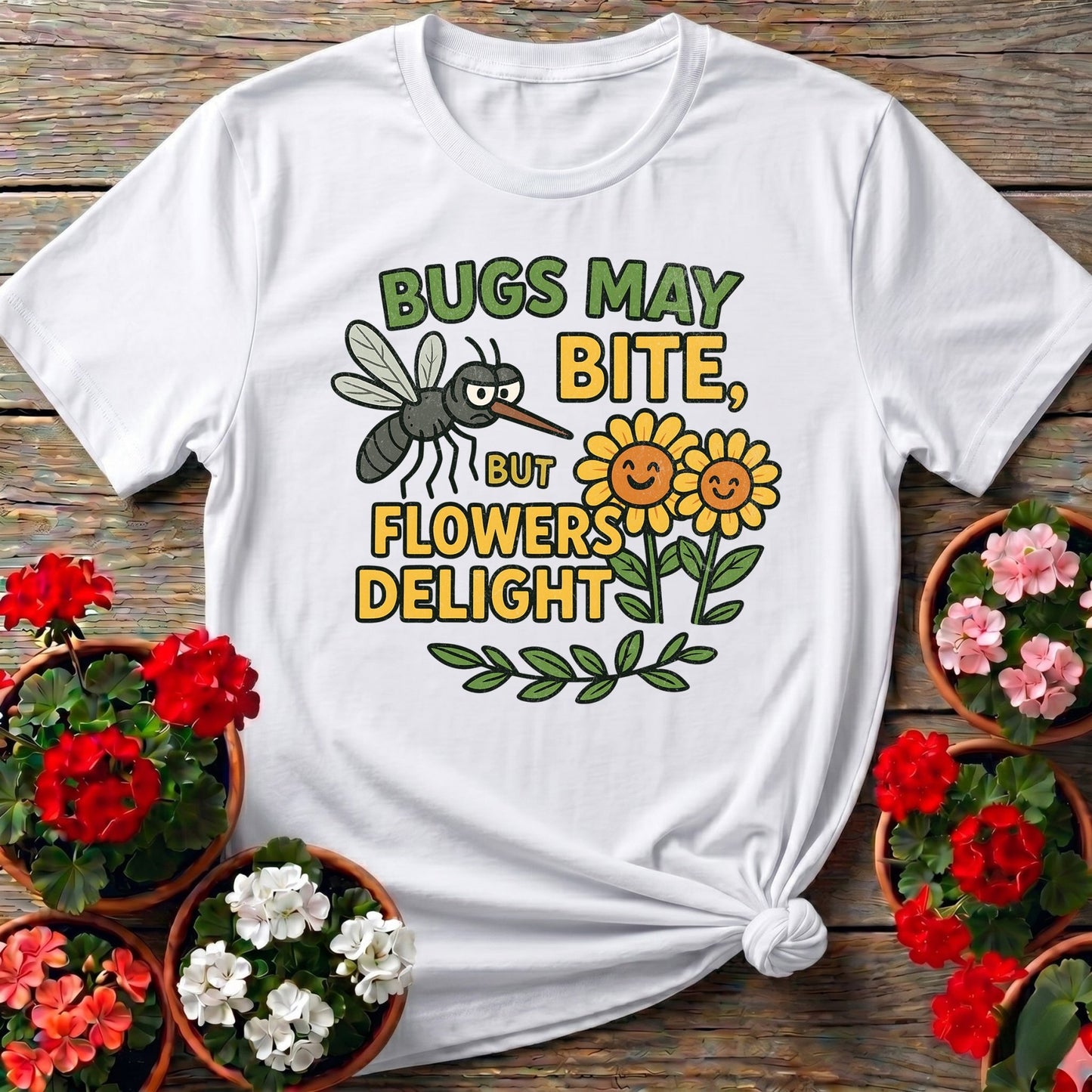 Bugs May Bite But Flowers Delight Tee - GardeningTshirts