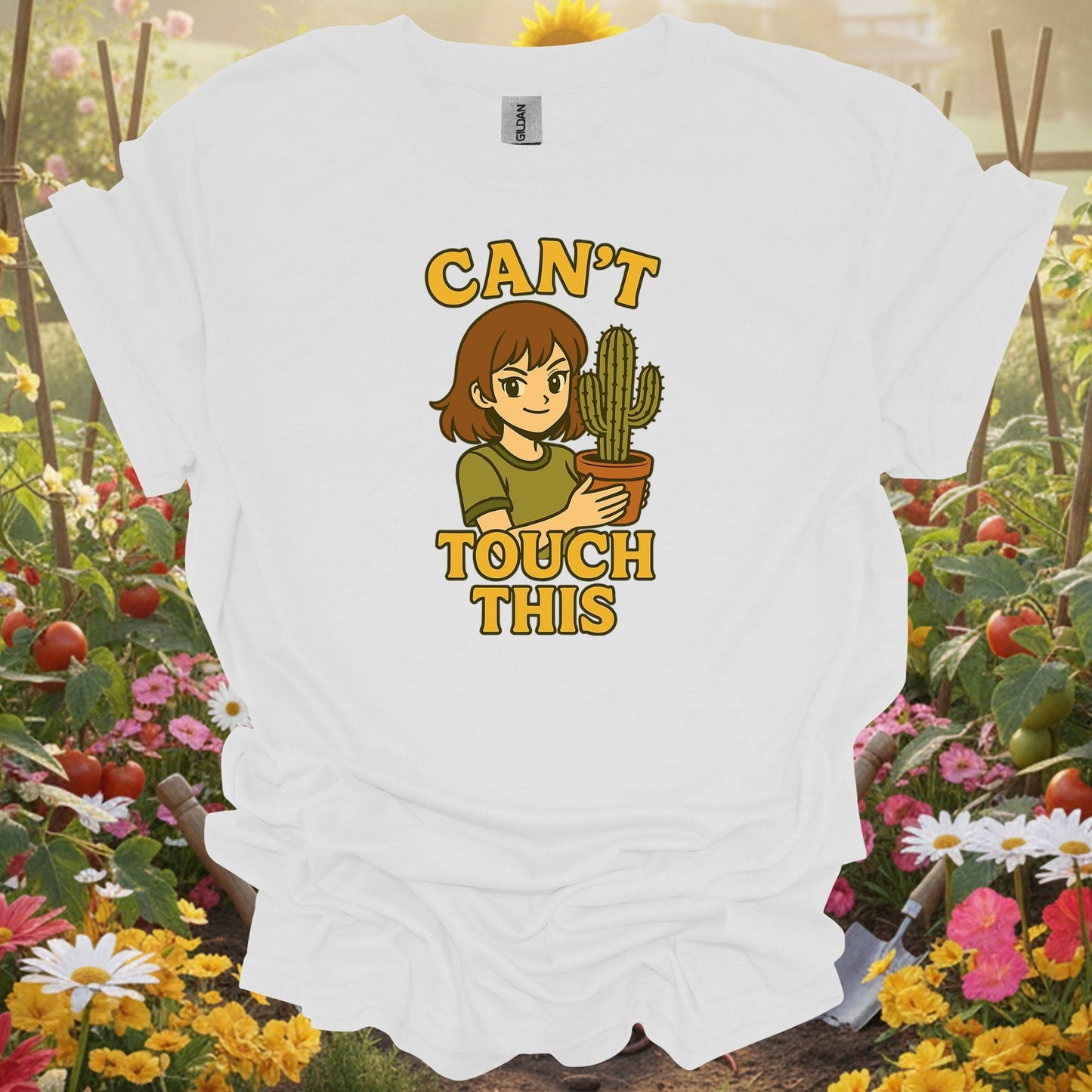White tee showing cant touch this sarcastic succulent for garden hobbyists
