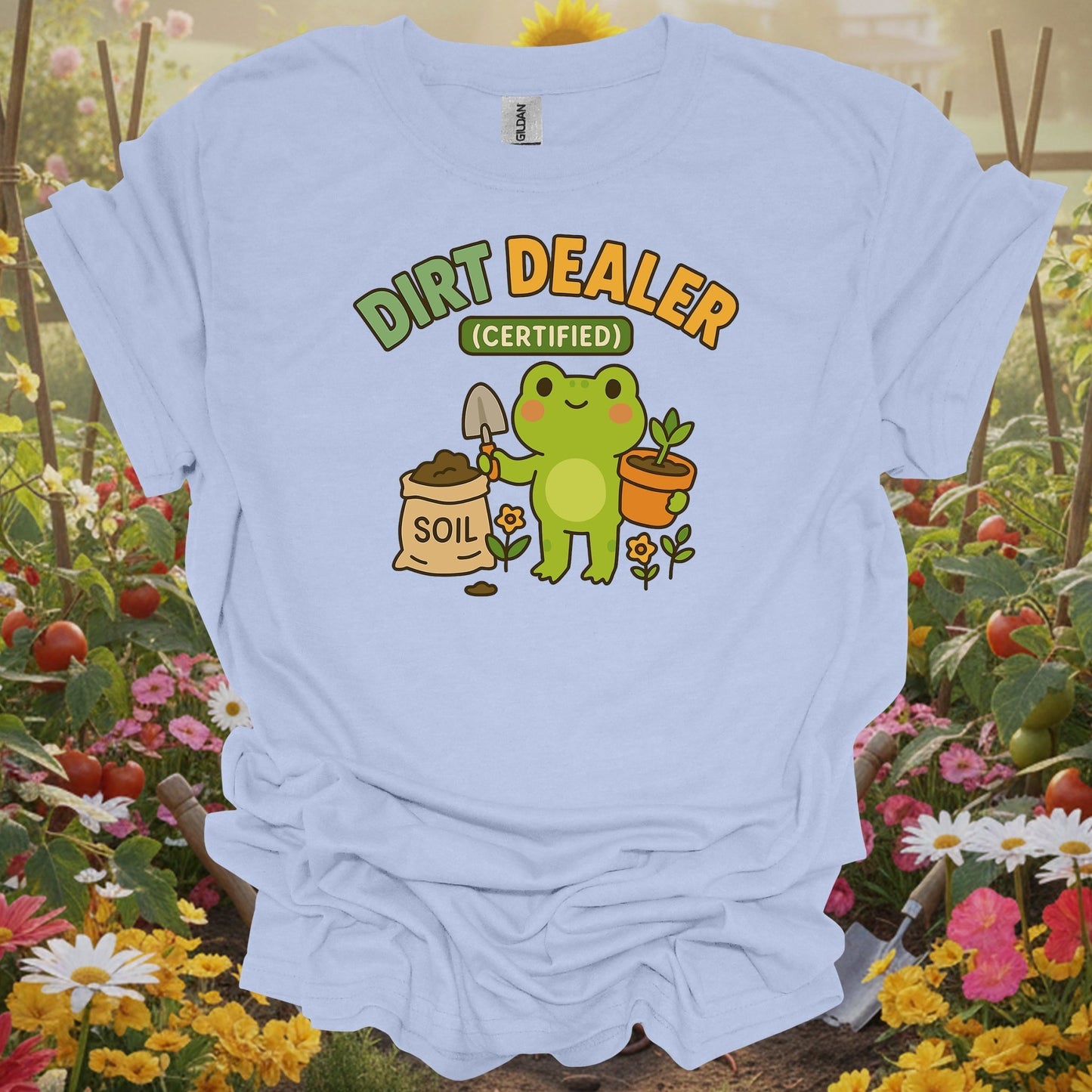 Certified Dirt Dealer Funny Frog Gardener T-Shirt - GardeningTshirts