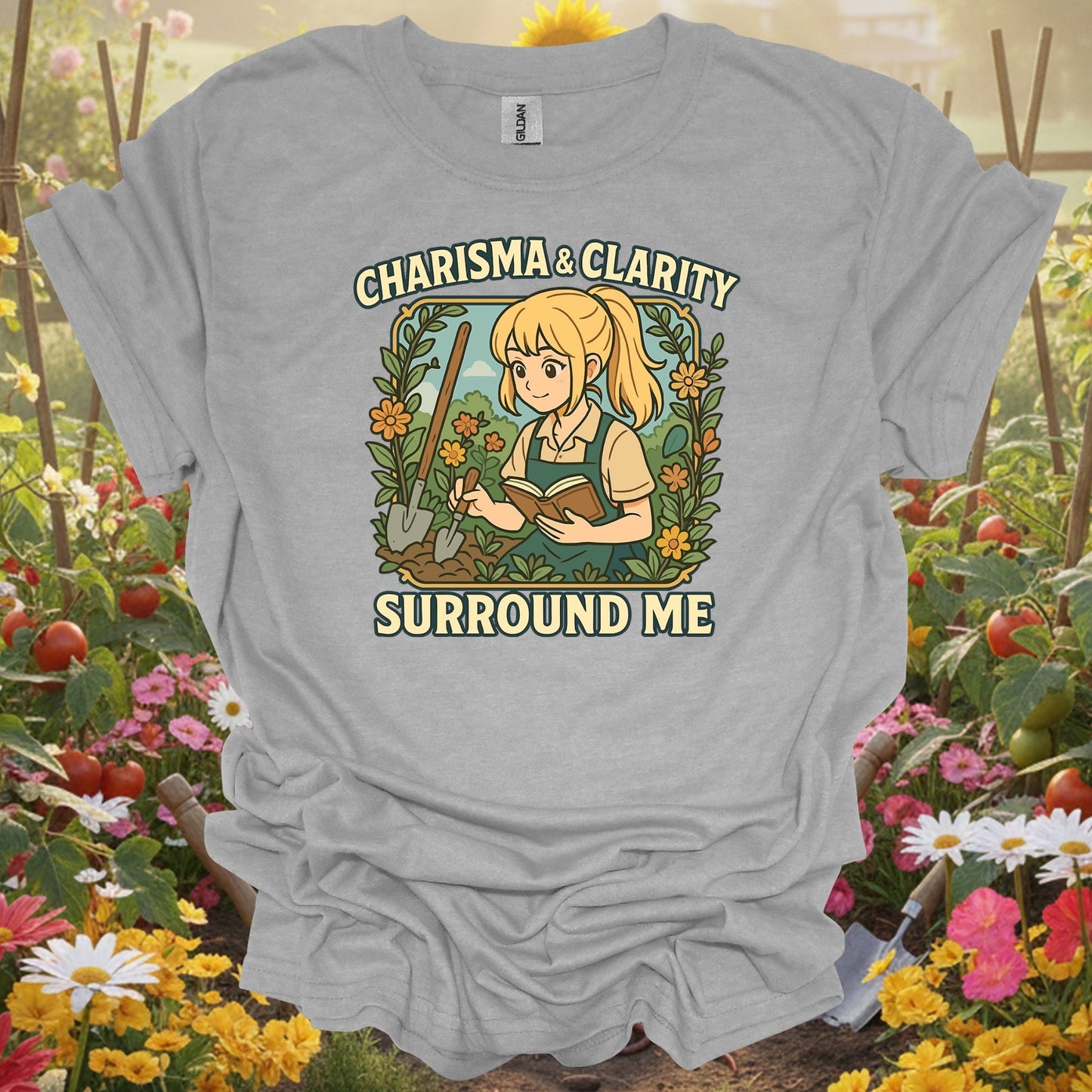 Sport Grey tshirt showing charisma & clarity surround me anime for backyard growers
