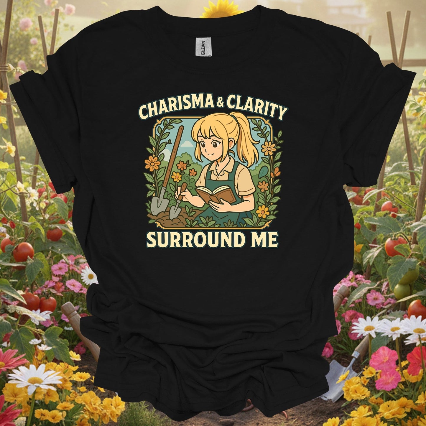 Black shirt showing charisma & clarity surround me anime for outdoor enthusiasts
