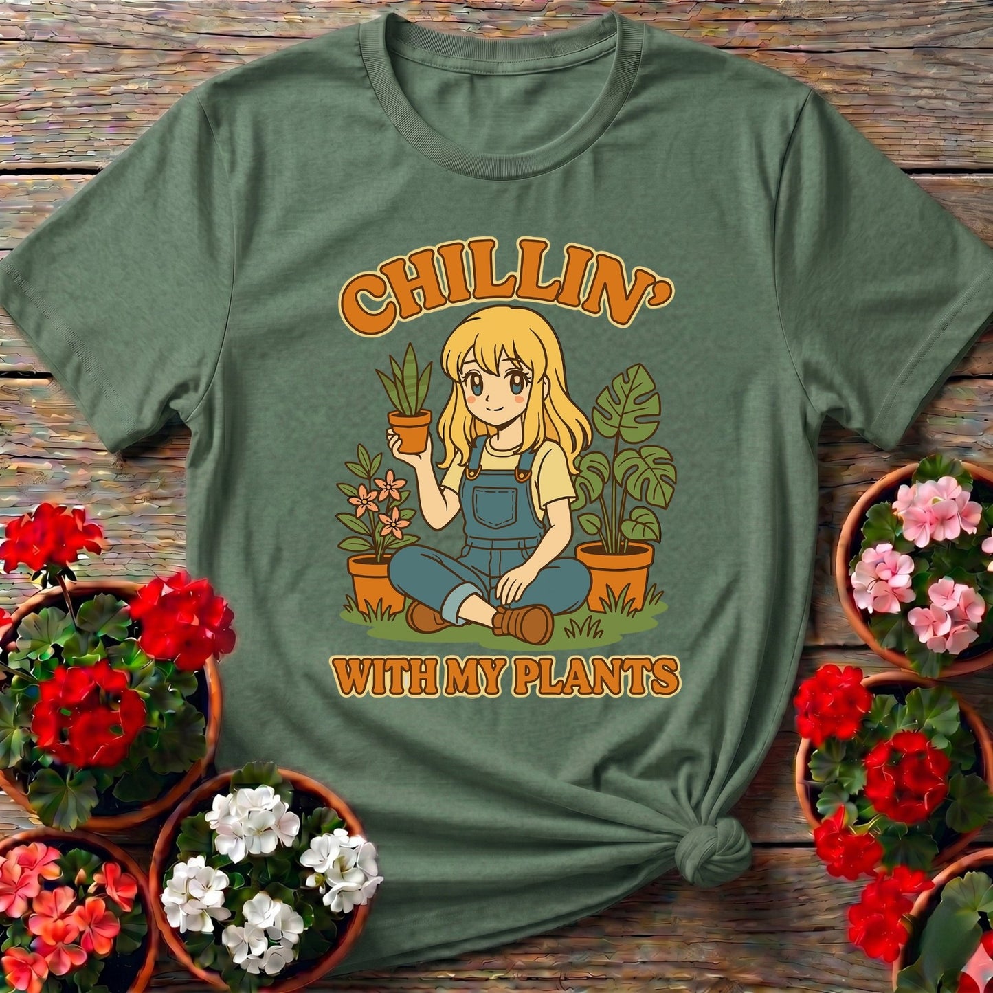 Chillin With My Plants Anime Lover T shirt - GardeningTshirts