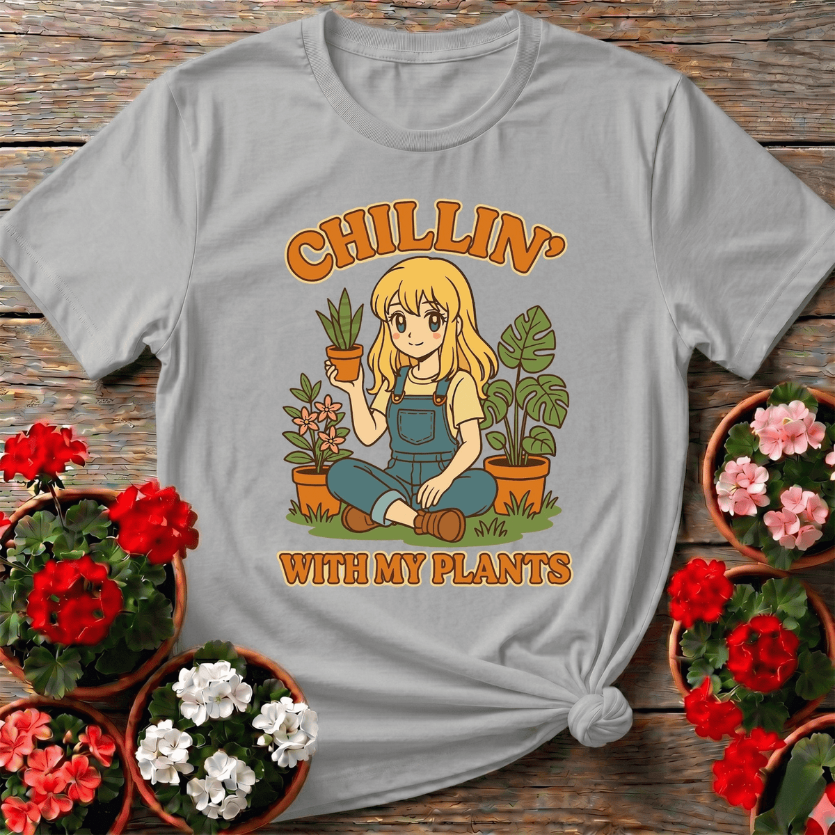 Chillin With My Plants Anime Lover T shirt - GardeningTshirts