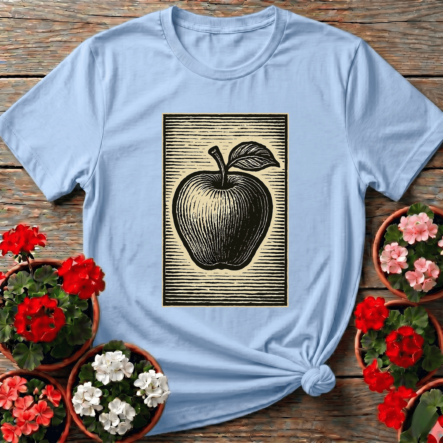 Classic Linocut Apple Illustration Garden Tee - GardeningTshirts