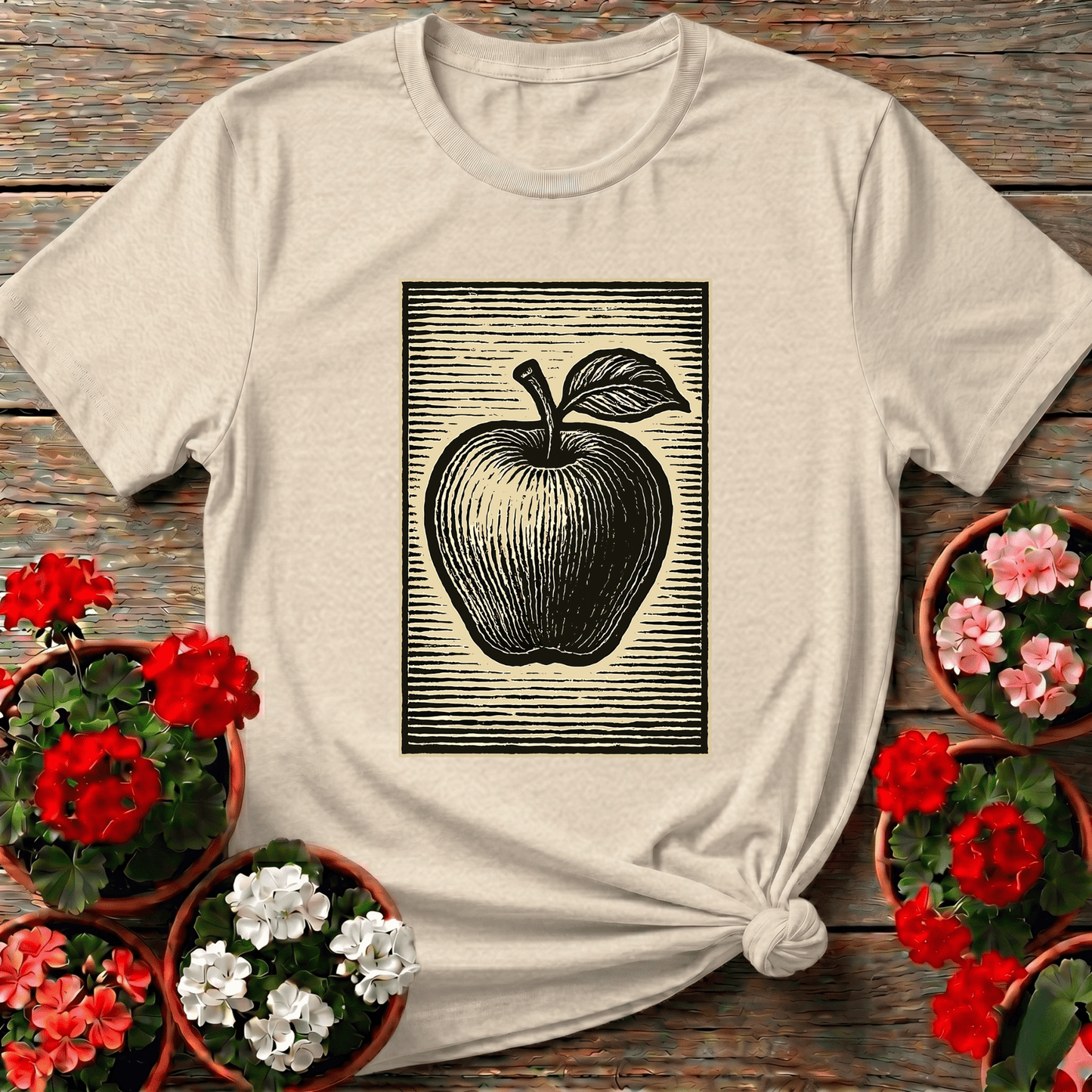 Classic Linocut Apple Illustration Garden Tee - GardeningTshirts