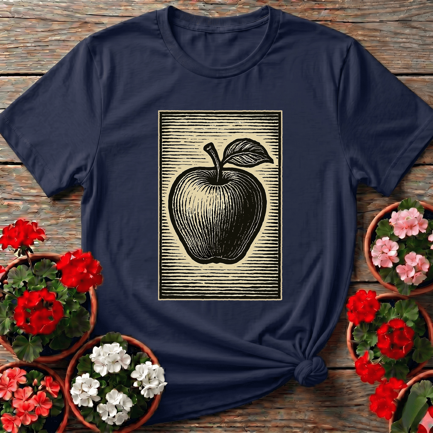 Classic Linocut Apple Illustration Garden Tee - GardeningTshirts