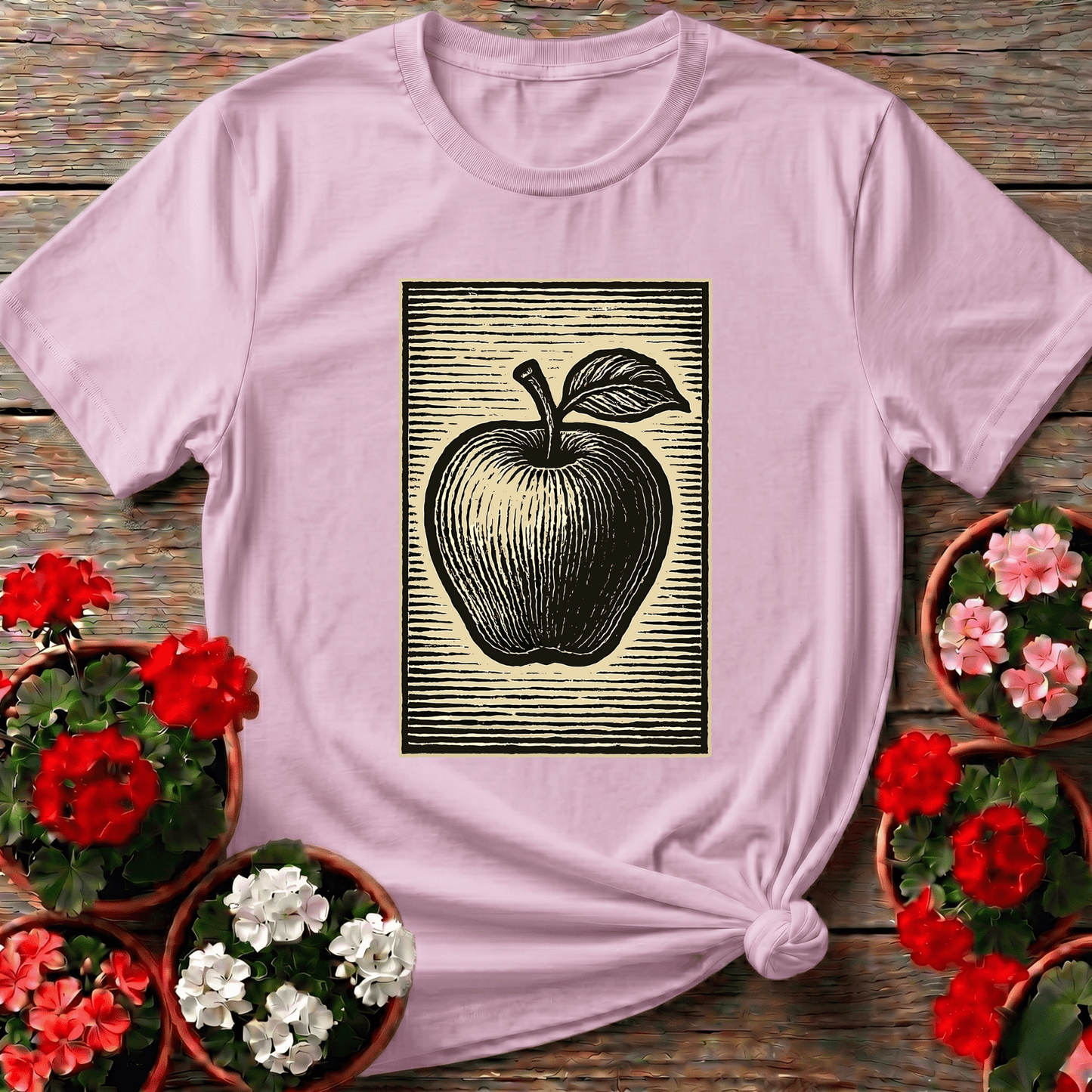 Classic Linocut Apple Illustration Garden Tee - GardeningTshirts