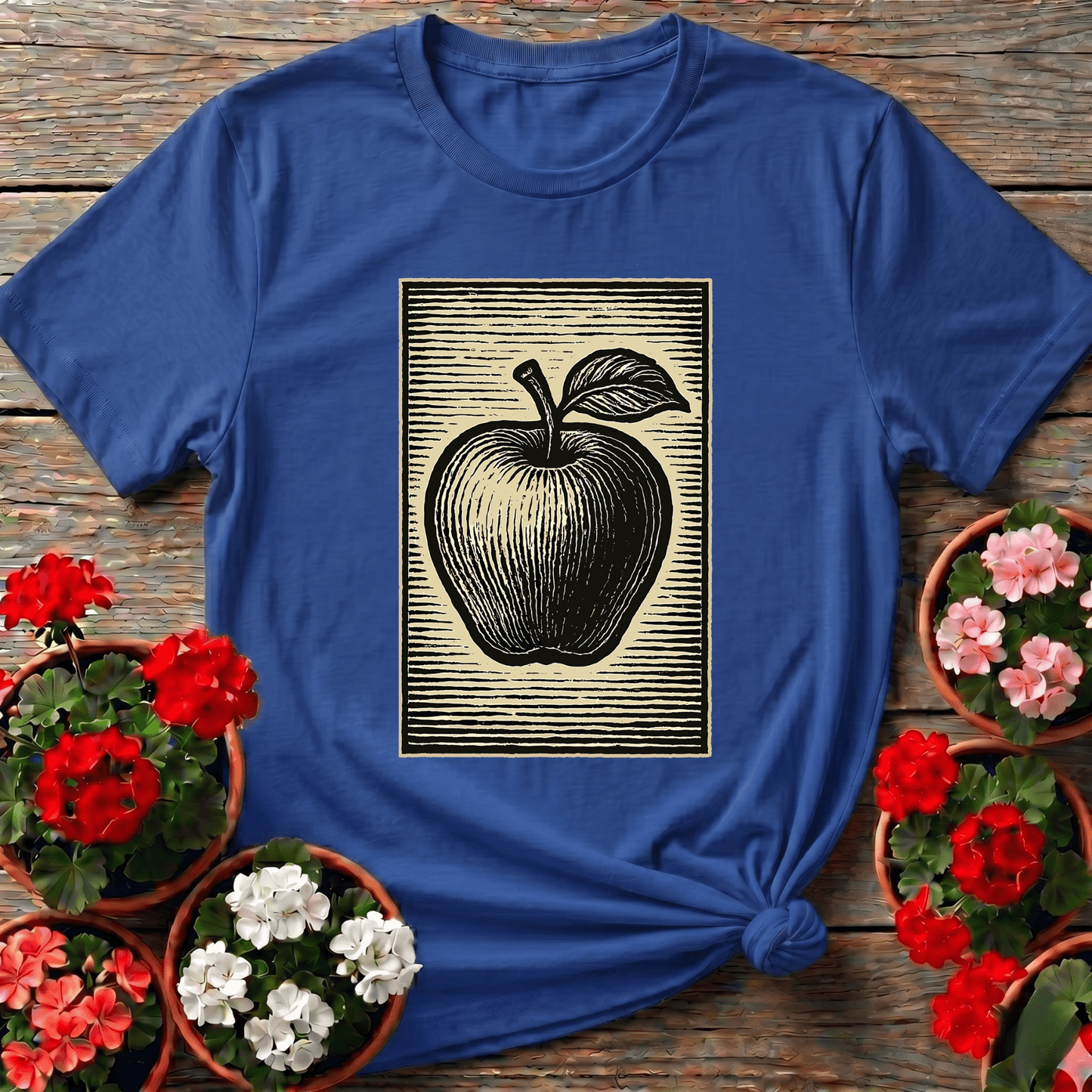 Classic Linocut Apple Illustration Garden Tee - GardeningTshirts