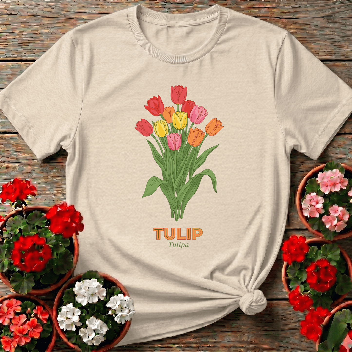 Colorful Tulip Bouquet Gardening Tee for Flower Lovers - GardeningTshirts