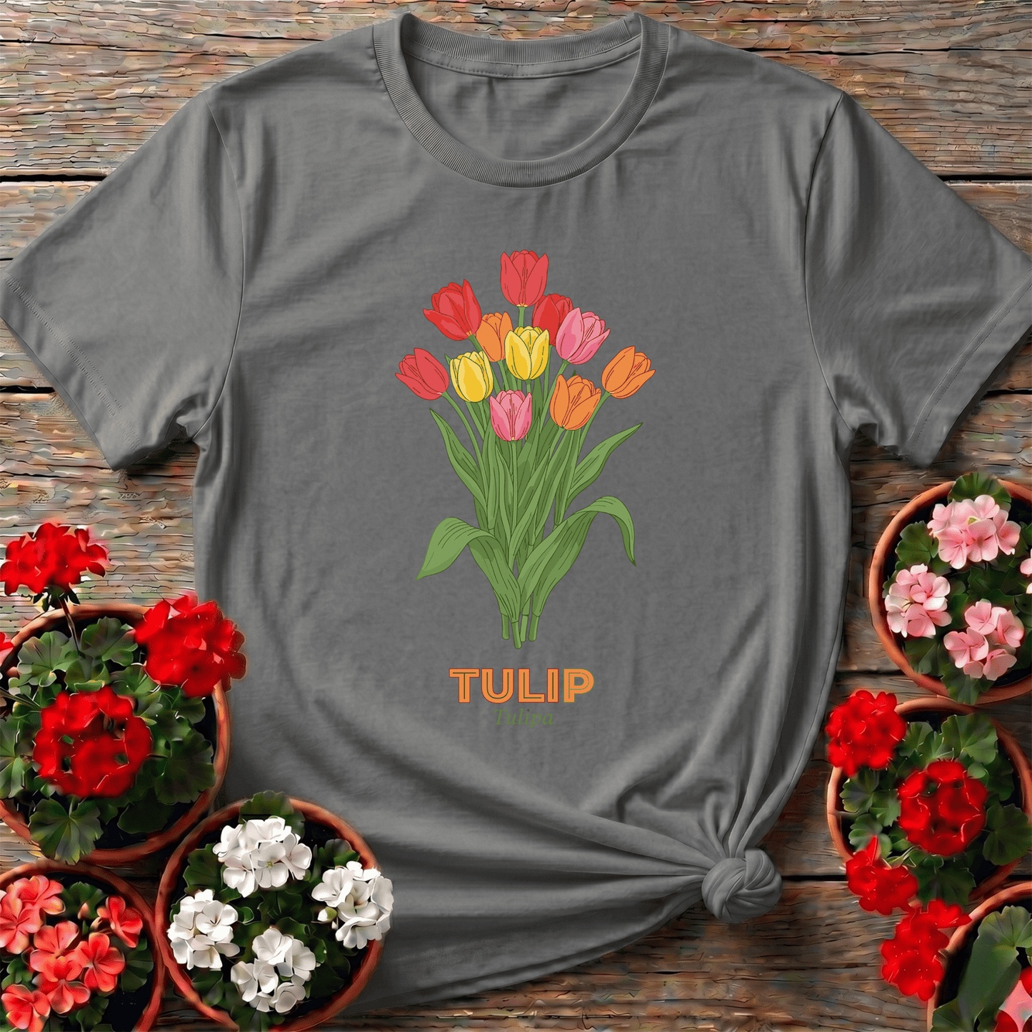 Colorful Tulip Bouquet Gardening Tee for Flower Lovers - GardeningTshirts