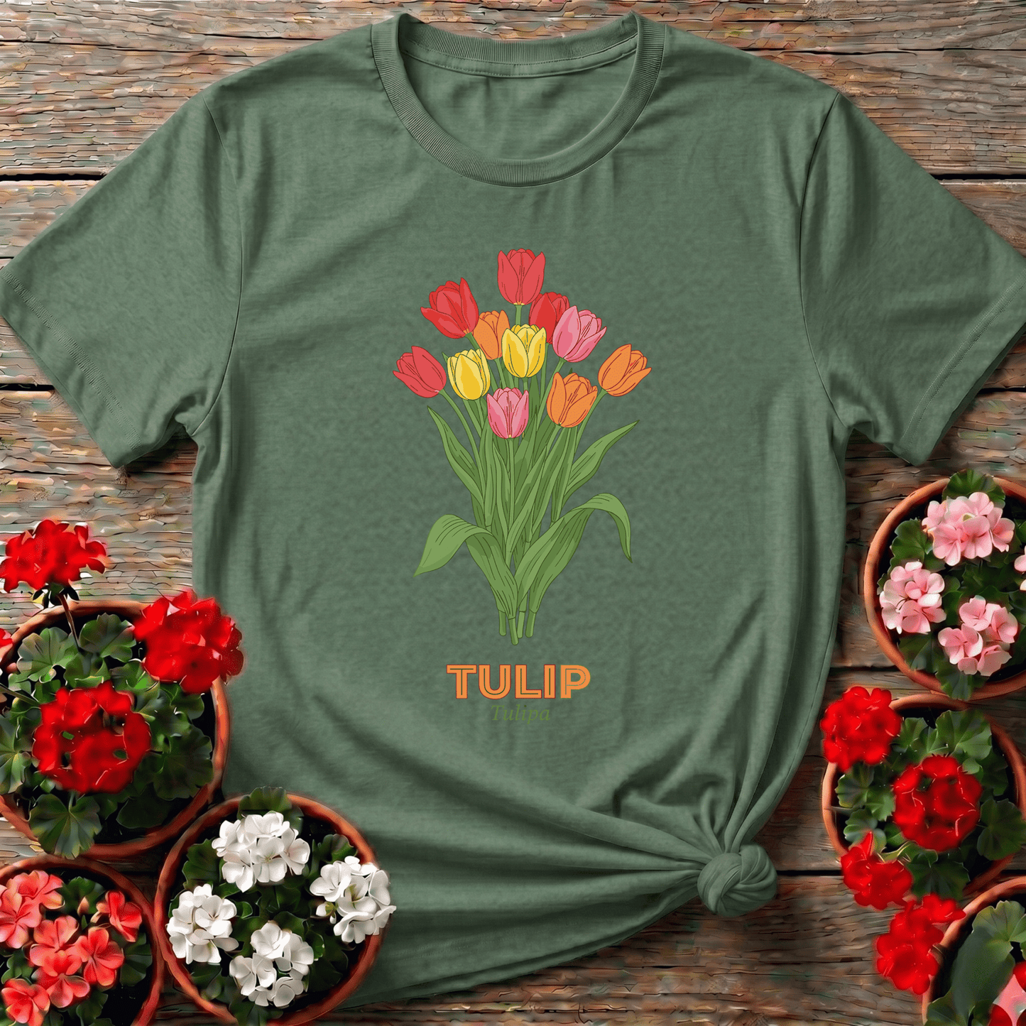 Colorful Tulip Bouquet Gardening Tee for Flower Lovers - GardeningTshirts