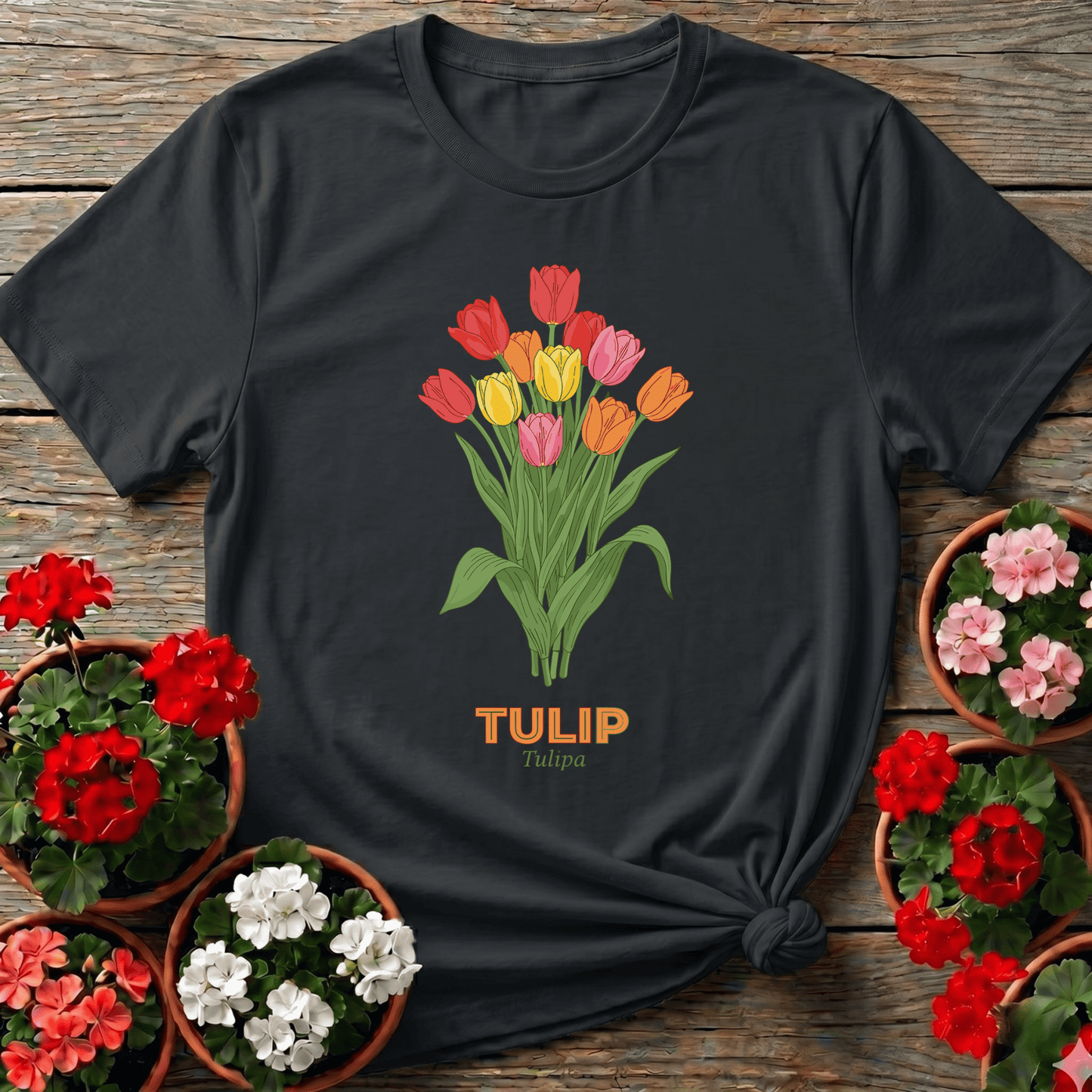 Colorful Tulip Bouquet Gardening Tee for Flower Lovers - GardeningTshirts