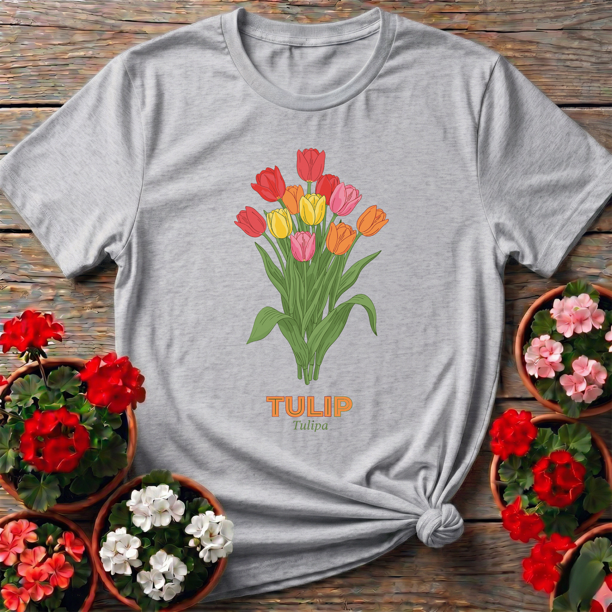 Colorful Tulip Bouquet Gardening Tee for Flower Lovers - GardeningTshirts