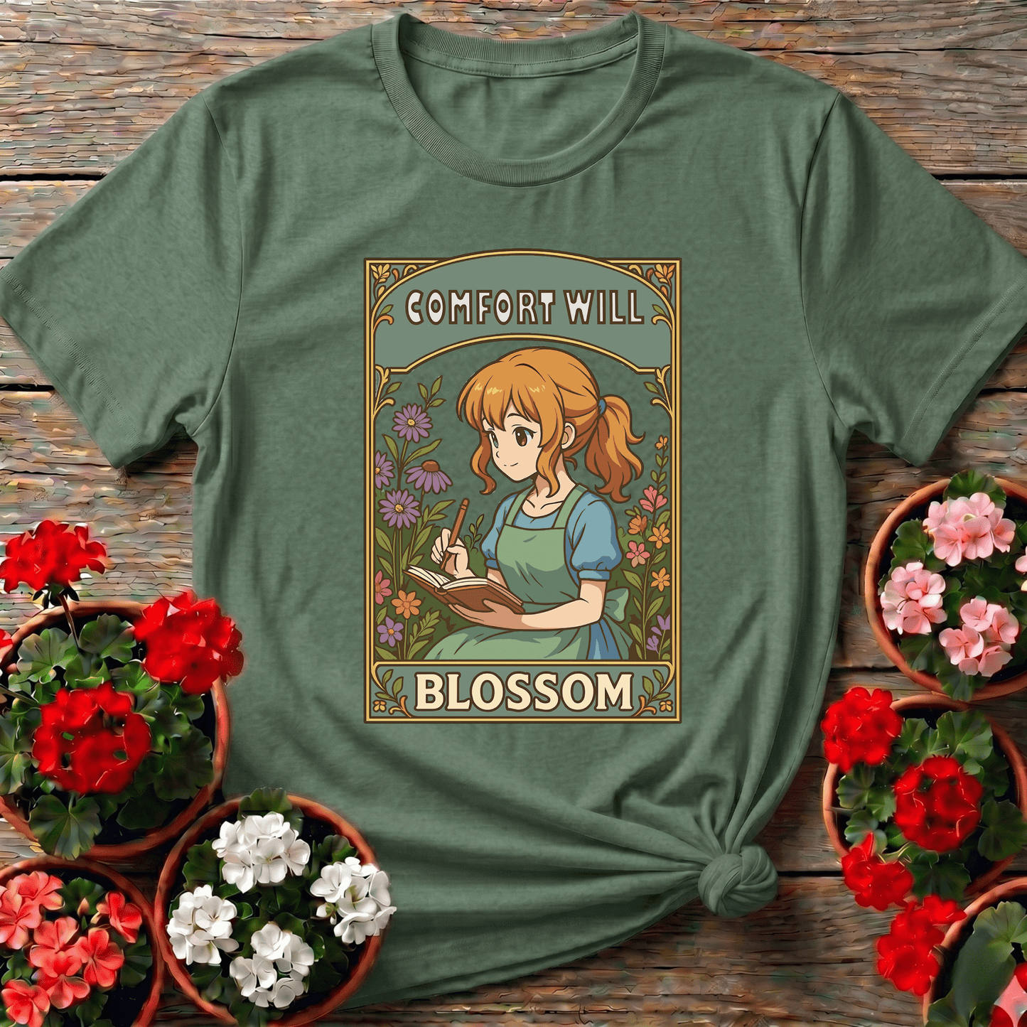 Comfort Will Blossom Anime Girl Gardening Apparel - GardeningTshirts