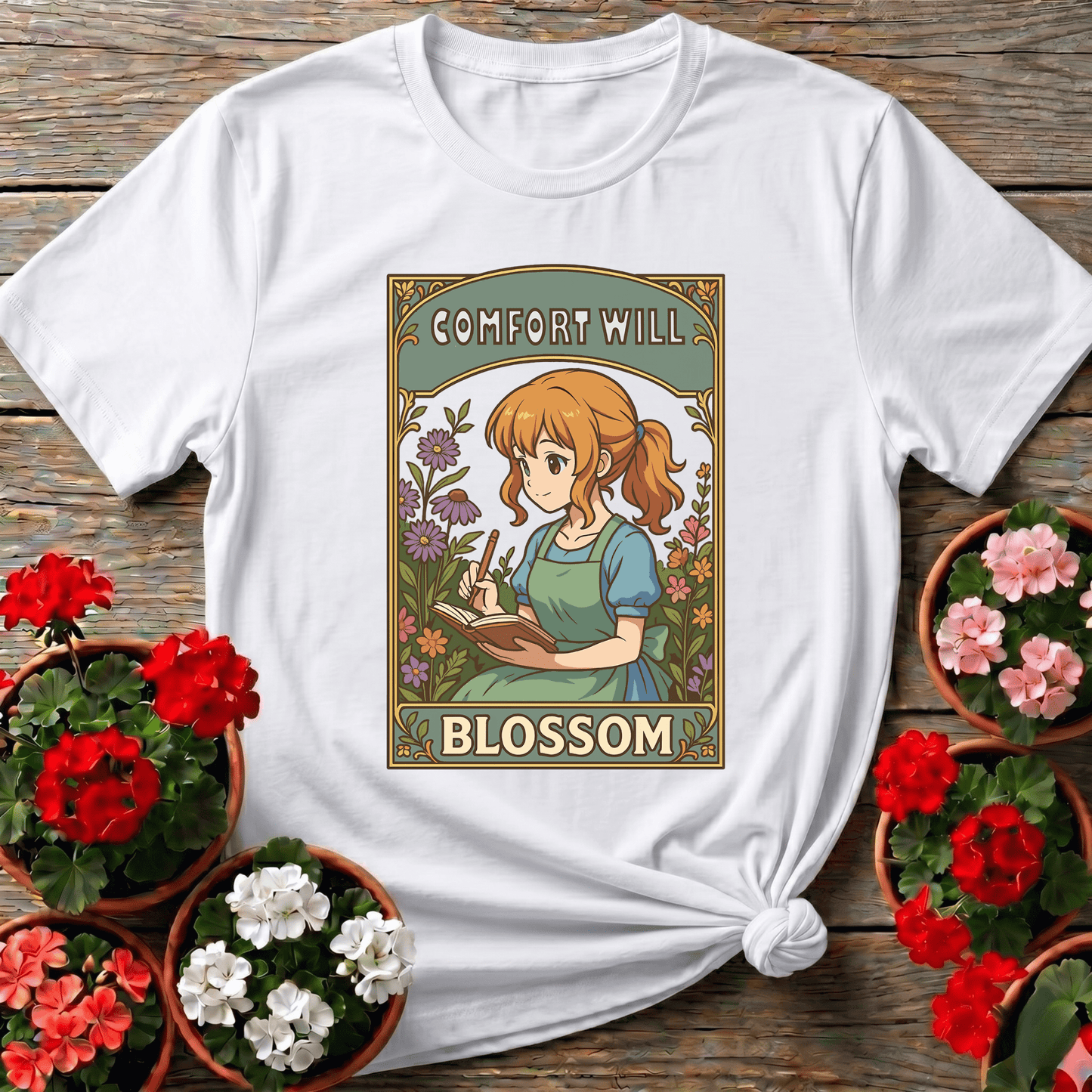 Comfort Will Blossom Anime Girl Gardening Apparel - GardeningTshirts