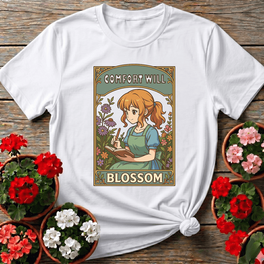 Comfort Will Blossom Anime Girl Gardening Apparel - GardeningTshirts