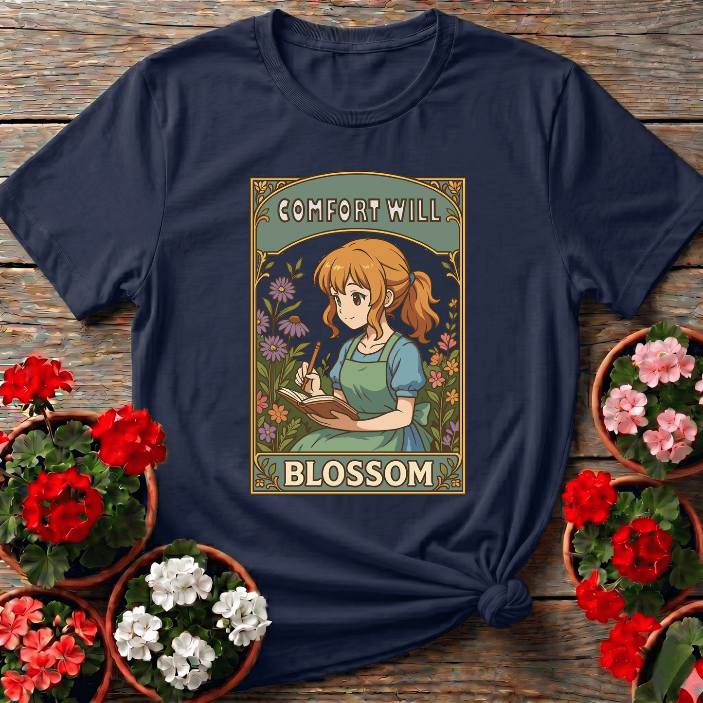 Comfort Will Blossom Anime Girl Gardening Apparel - GardeningTshirts