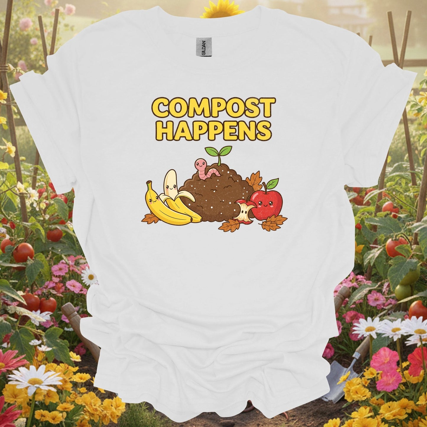 "Compost Happens" Funny Cute T-Shirt - GardeningTshirts
