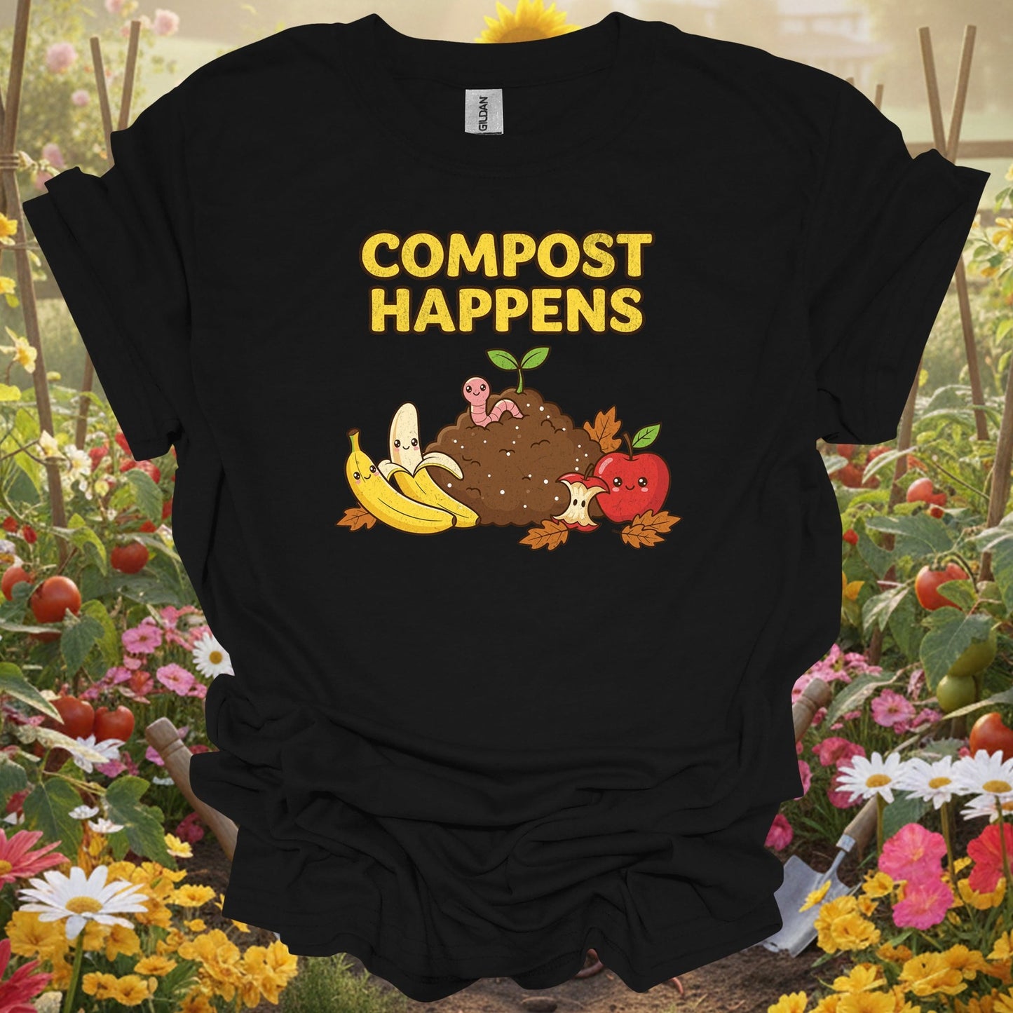 "Compost Happens" Funny Cute T-Shirt - GardeningTshirts