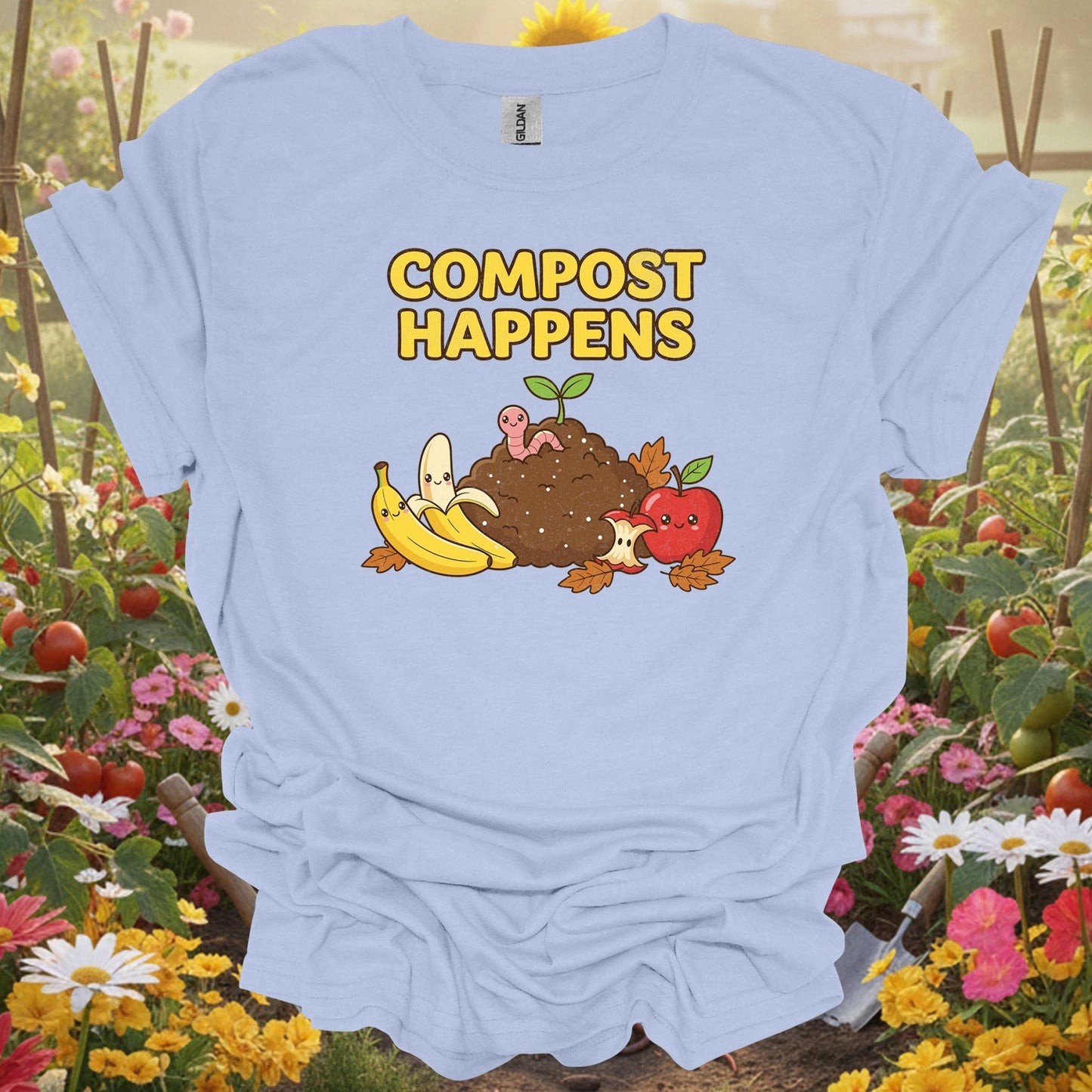 "Compost Happens" Funny Cute T-Shirt - GardeningTshirts