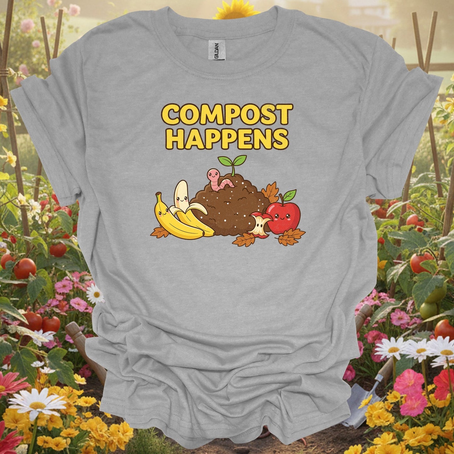 "Compost Happens" Funny Cute T-Shirt - GardeningTshirts
