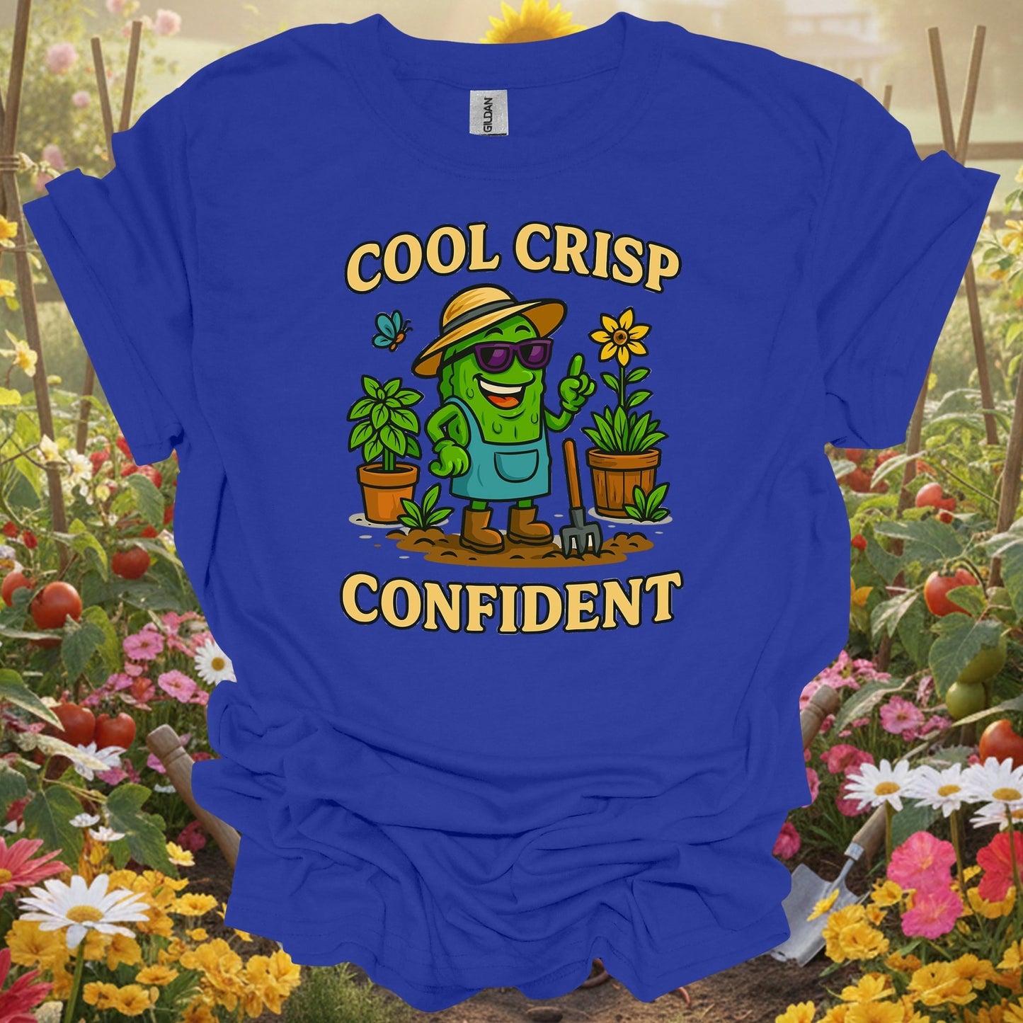 Royal top showing cool crisp confident funny pickle t shirt for green thumb folks
