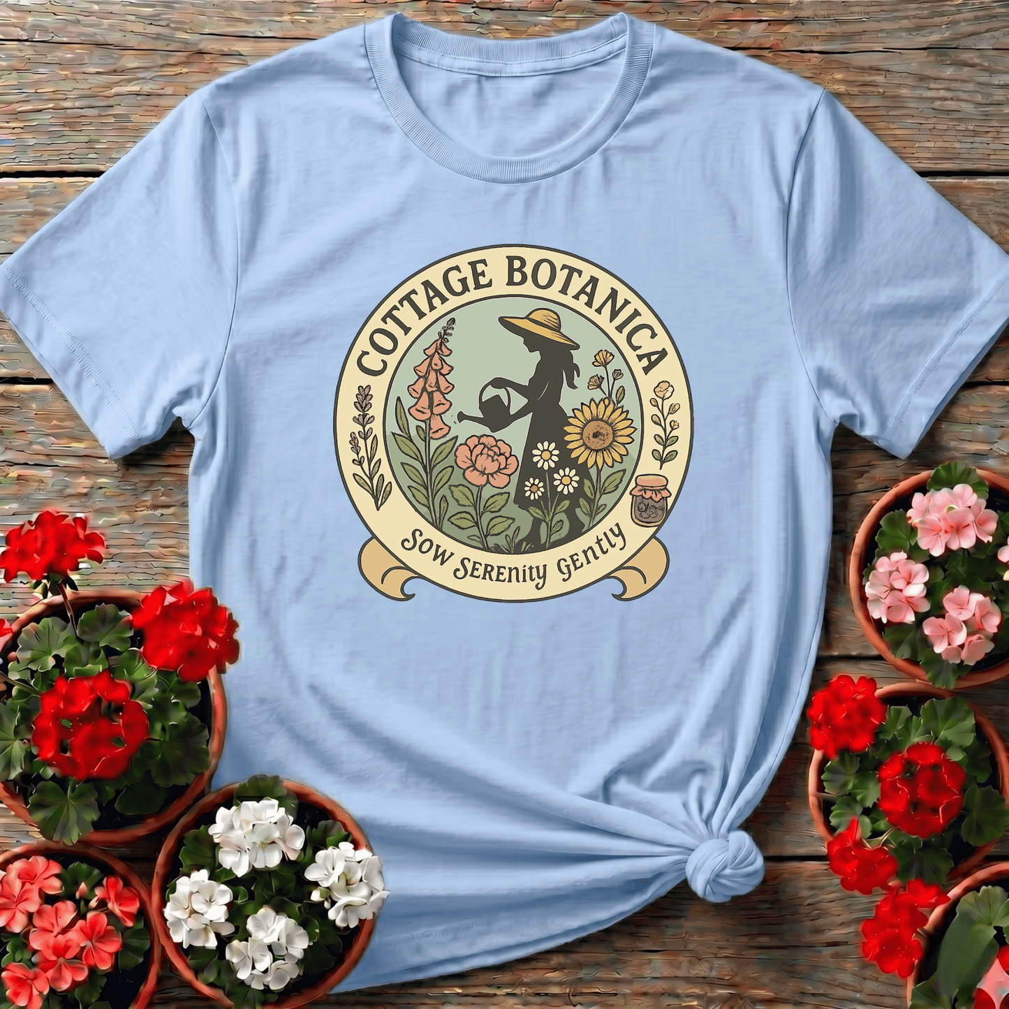 Cottage Botanica Sow Serenity Gently Gardening Tee - GardeningTshirts