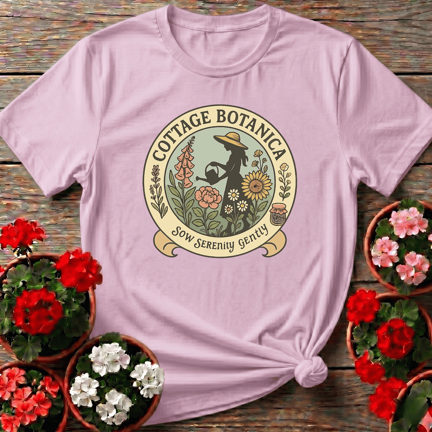 Cottage Botanica Sow Serenity Gently Gardening Tee - GardeningTshirts