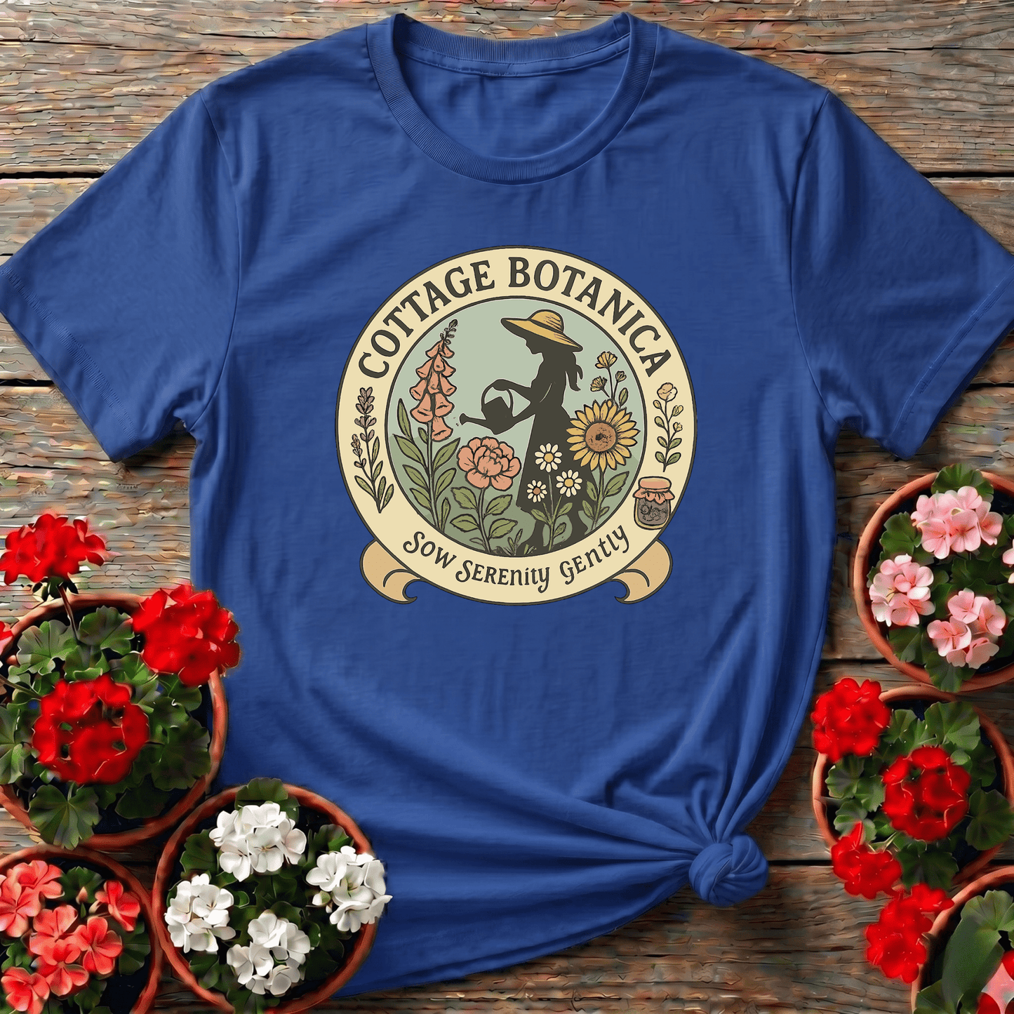 Cottage Botanica Sow Serenity Gently Gardening Tee - GardeningTshirts