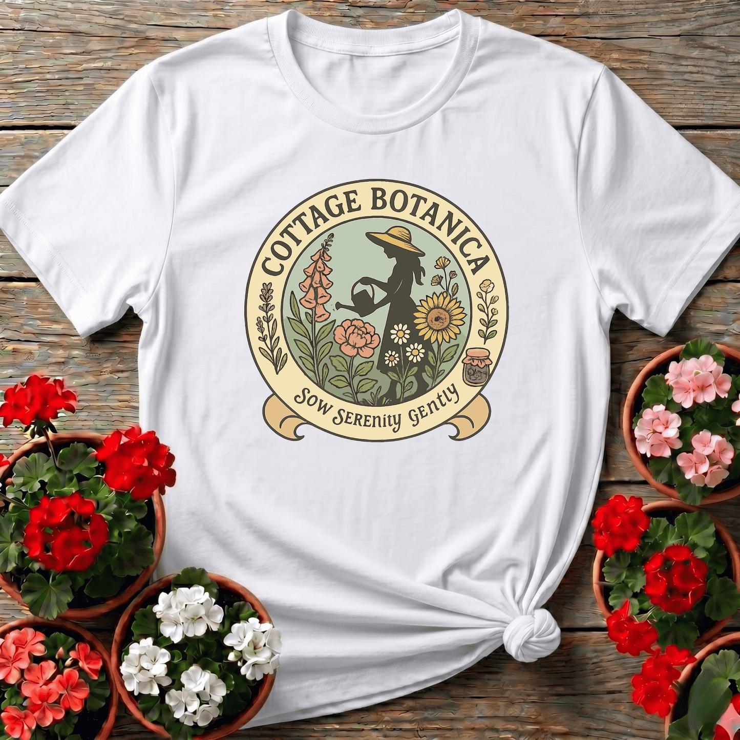 Cottage Botanica Sow Serenity Gently Gardening Tee - GardeningTshirts