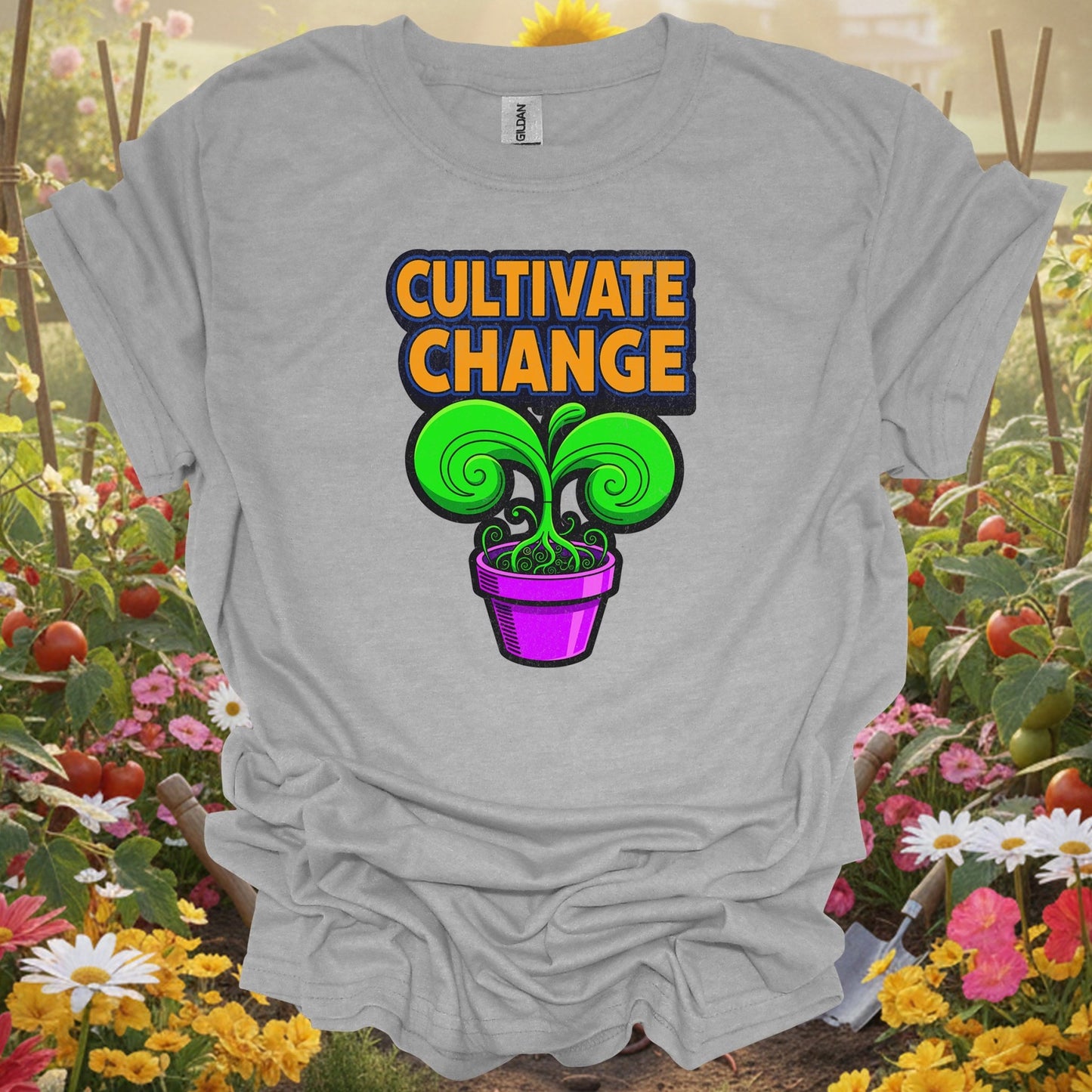 "Cultivate Change" Motivational Plant T-Shirt - GardeningTshirts