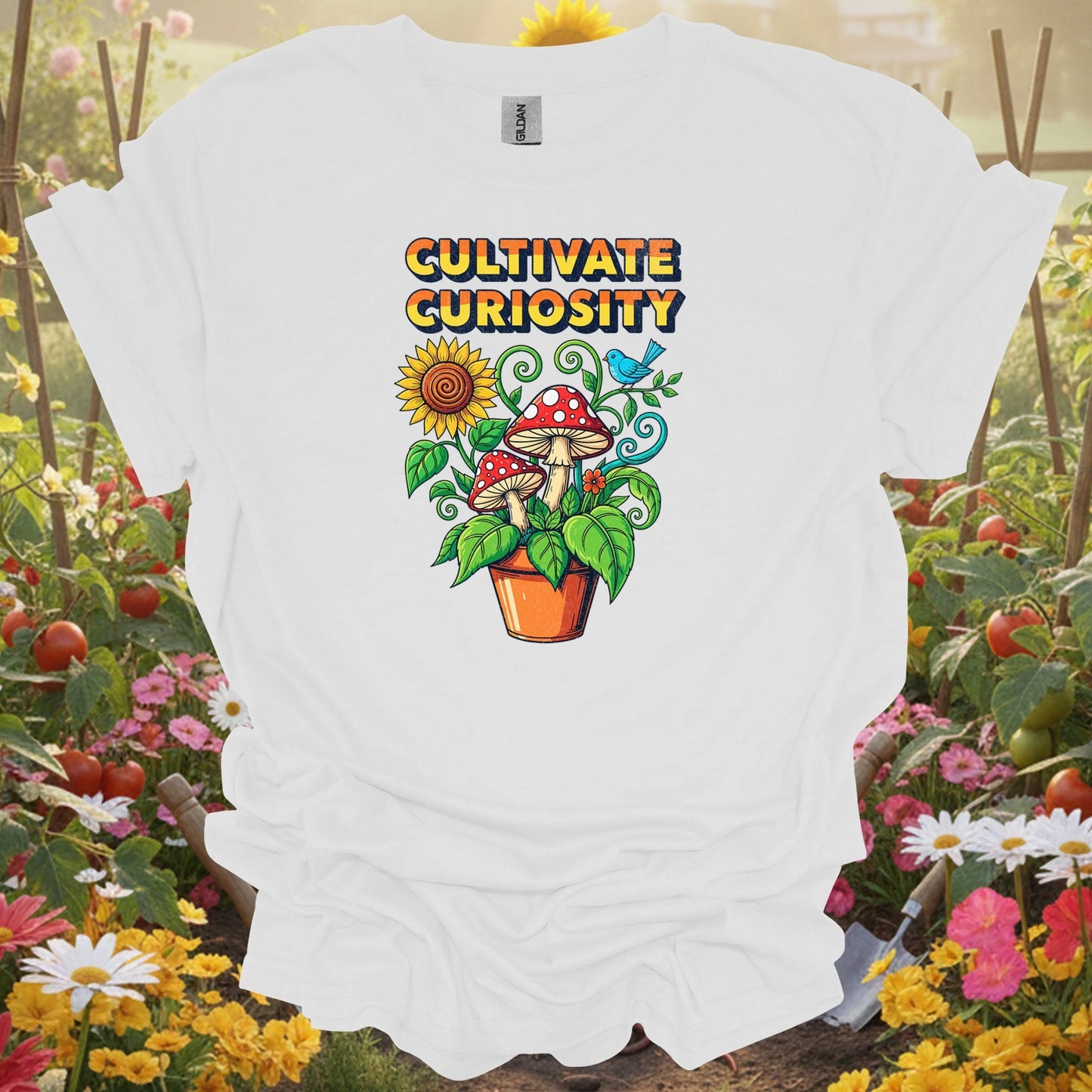 Cultivate Curiosity | Vintage Mushroom Botanical Apparel - GardeningTshirts