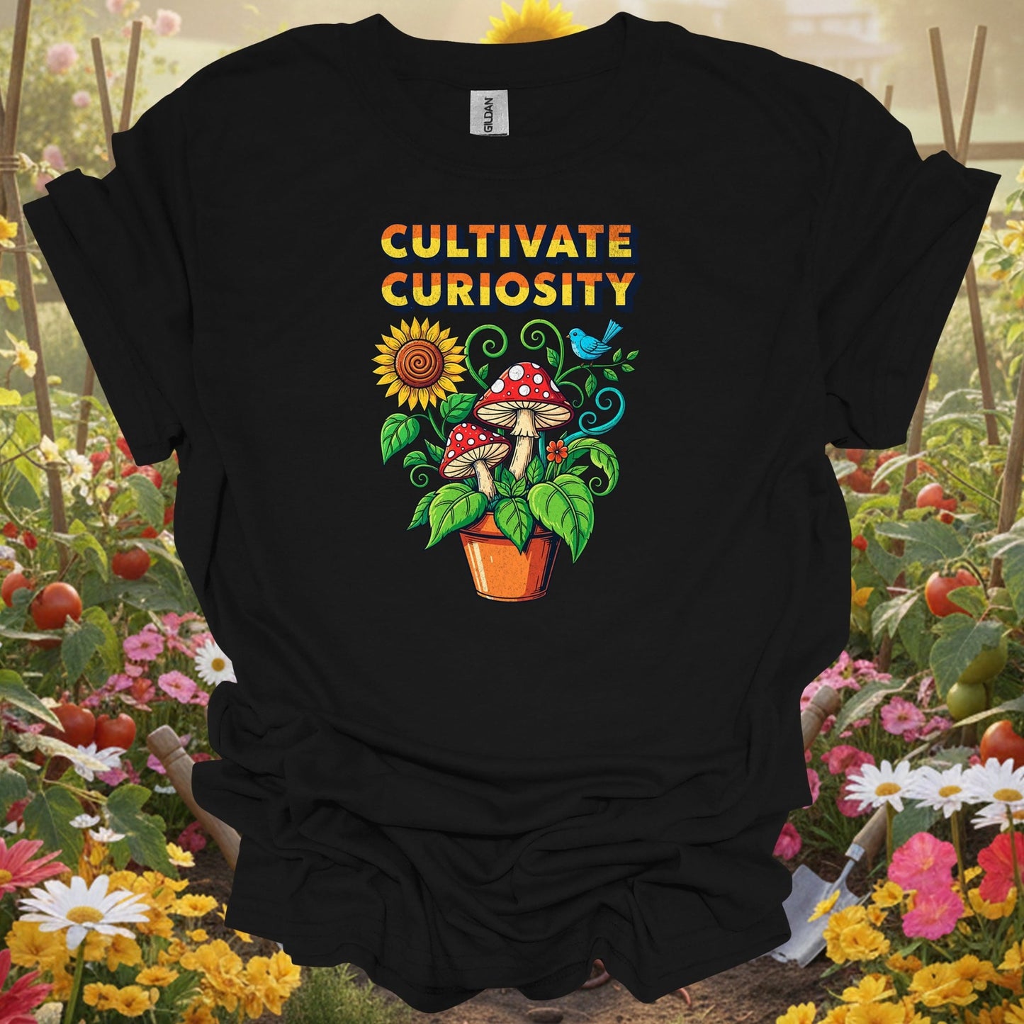 Cultivate Curiosity | Vintage Mushroom Botanical Apparel - GardeningTshirts