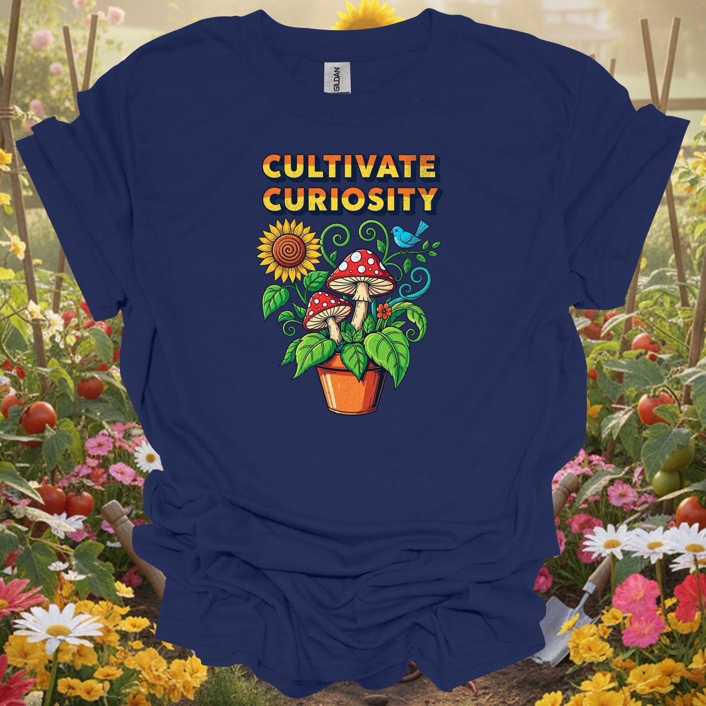 Cultivate Curiosity | Vintage Mushroom Botanical Apparel - GardeningTshirts
