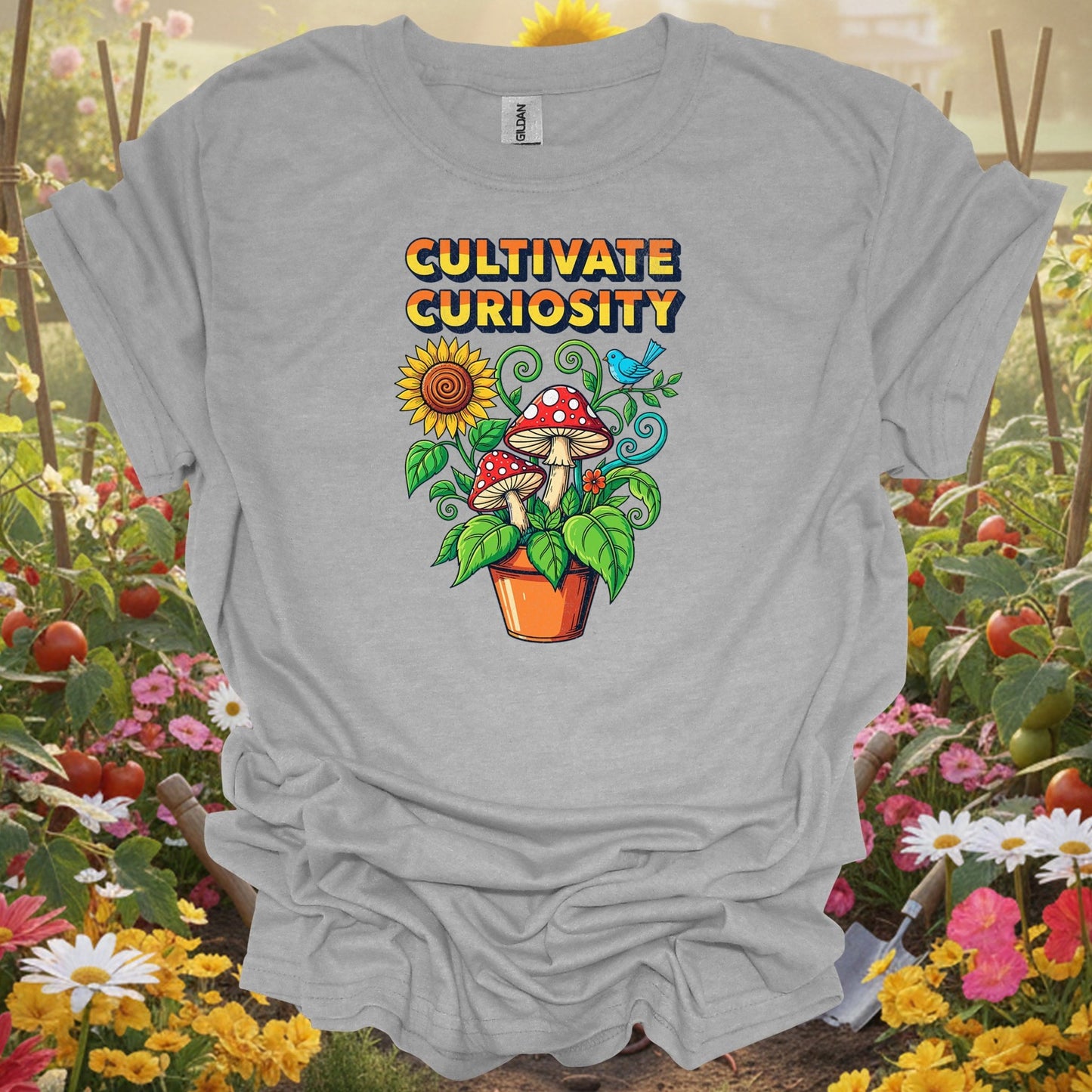 Cultivate Curiosity | Vintage Mushroom Botanical Apparel - GardeningTshirts