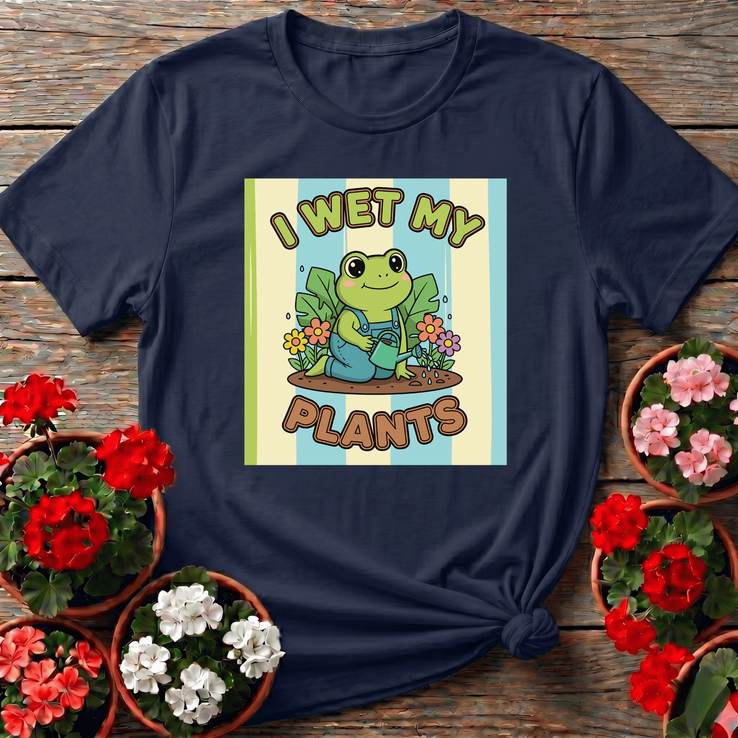Cute Frog I Wet My Plants Funny Gardening T-Shirt - GardeningTshirts