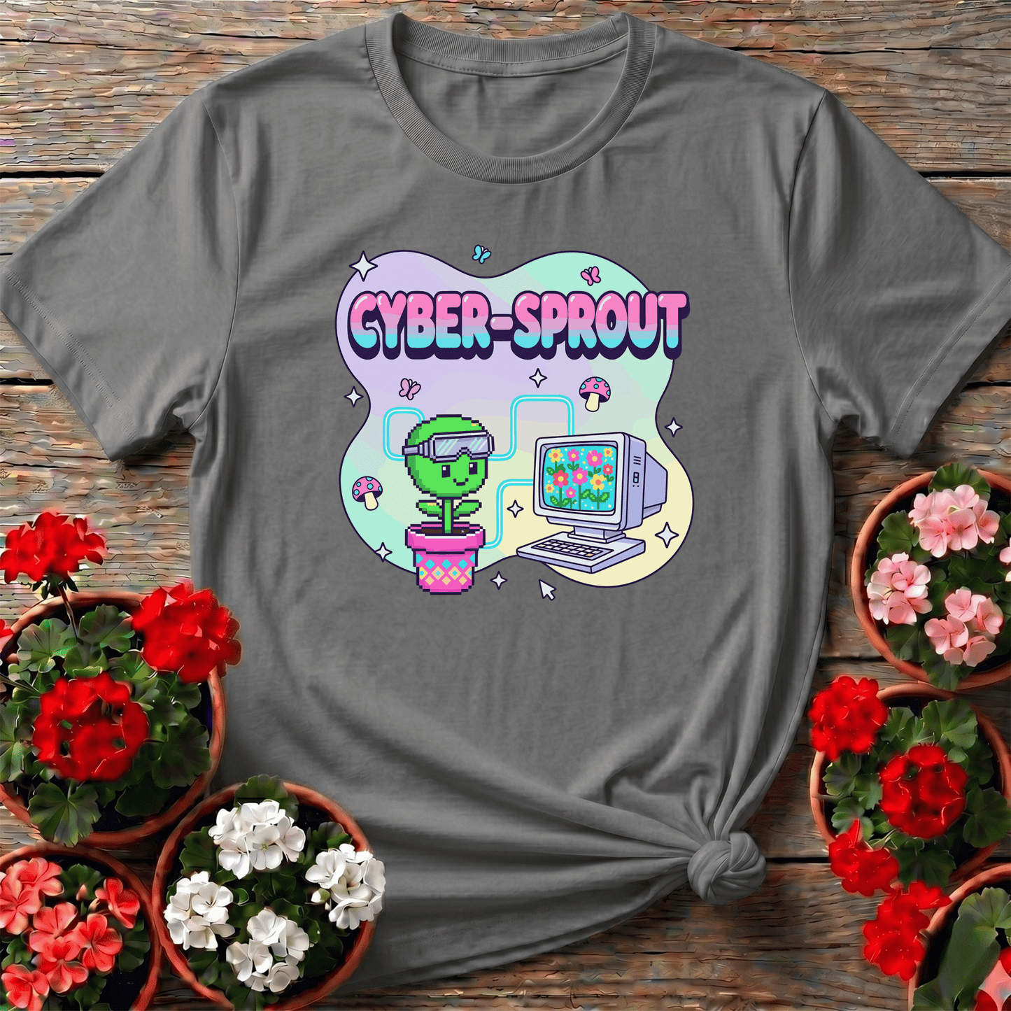 Cyber Sprout Funny Gardening Tee for Plant Lovers - GardeningTshirts